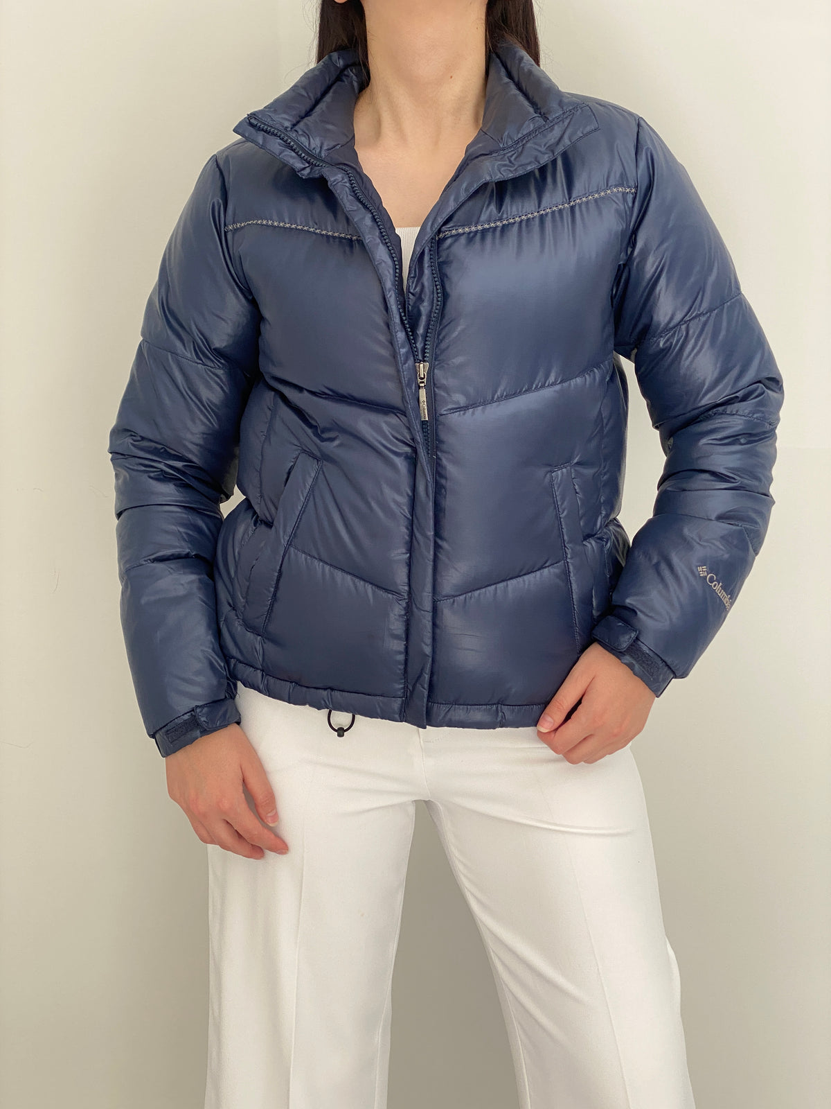 Columbia Sportswear Metallic Navy Down Quilted Puffer Jacket – M