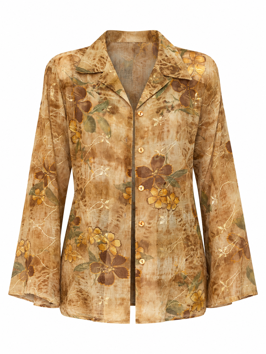 Vintage ARS Collection Sheer Floral Button-Up Shirt – XL