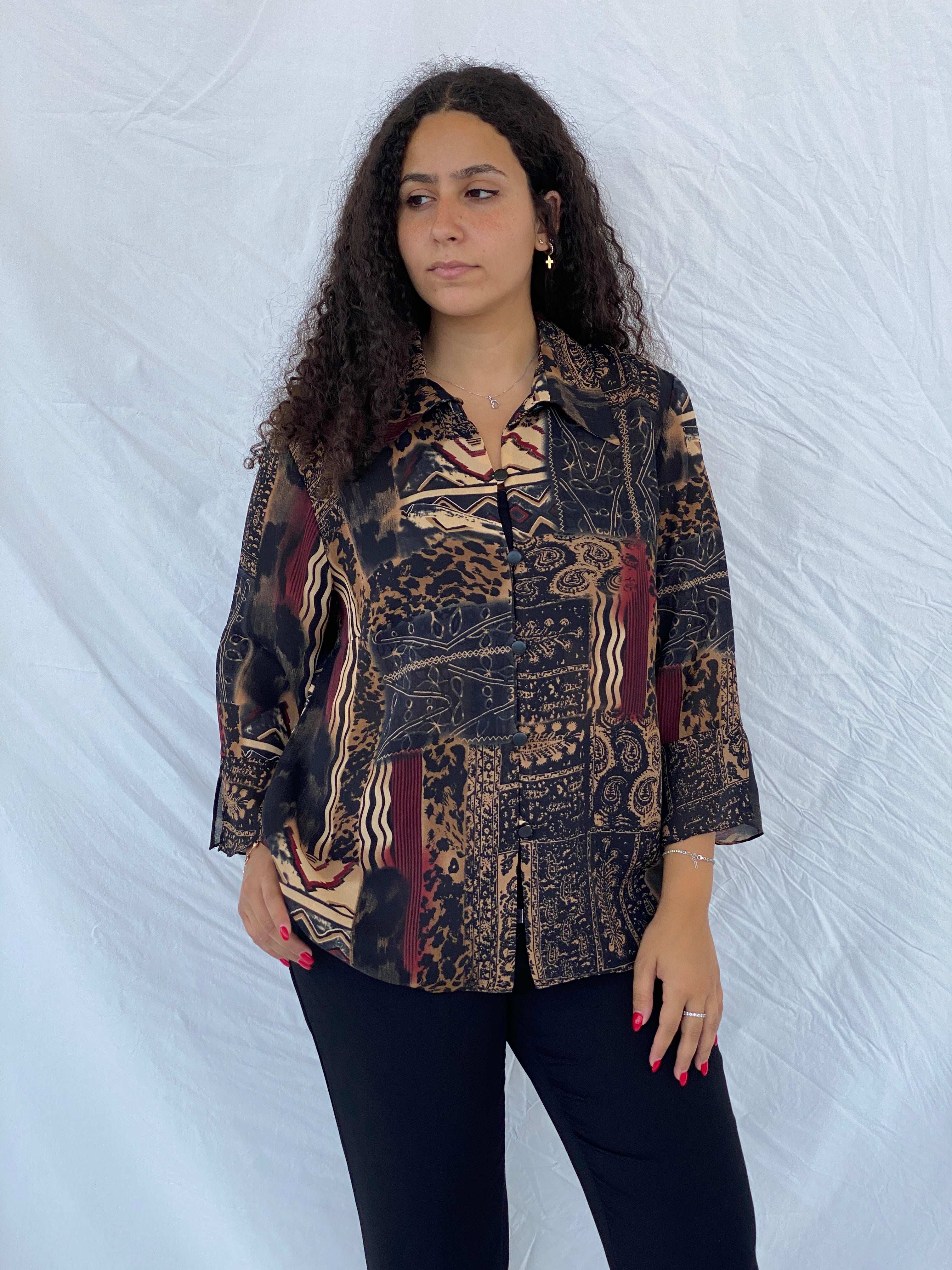 Vintage Studio I Printed Full Sleeve Shirt - XL - Balagan Vintage Full Sleeve Shirt 00s, 90s, Dina, full sleeve shirt, printed shirt, shorts