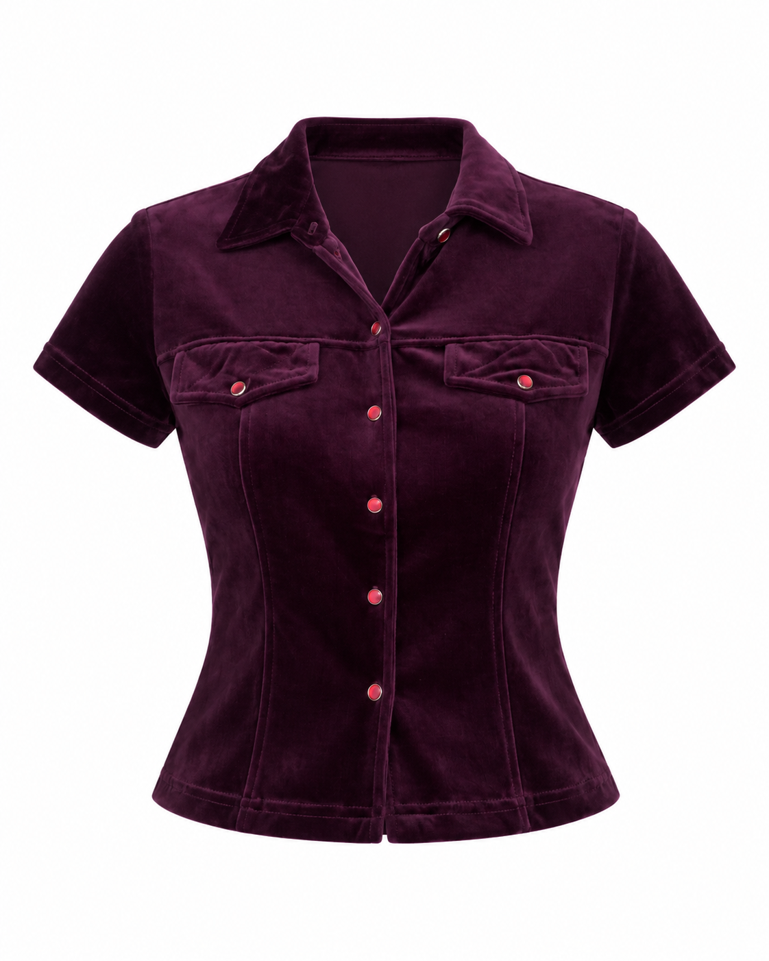 Vintage Y2K Judy Knapp Deep Purple Velvet Western Snap Shirt - M