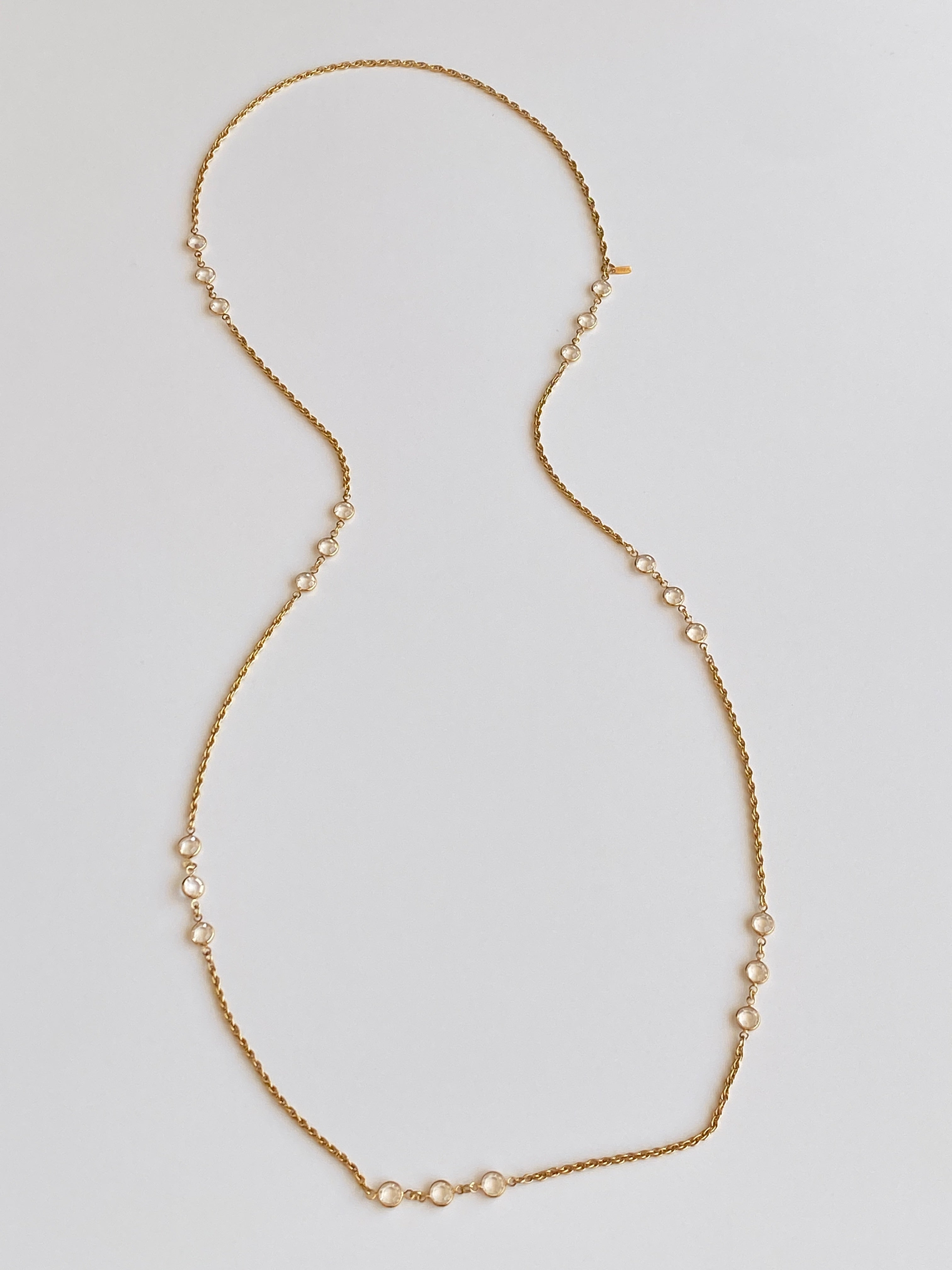 Vintage Monet Gold-Tone Crystal Long Convertible Double Strand Necklace