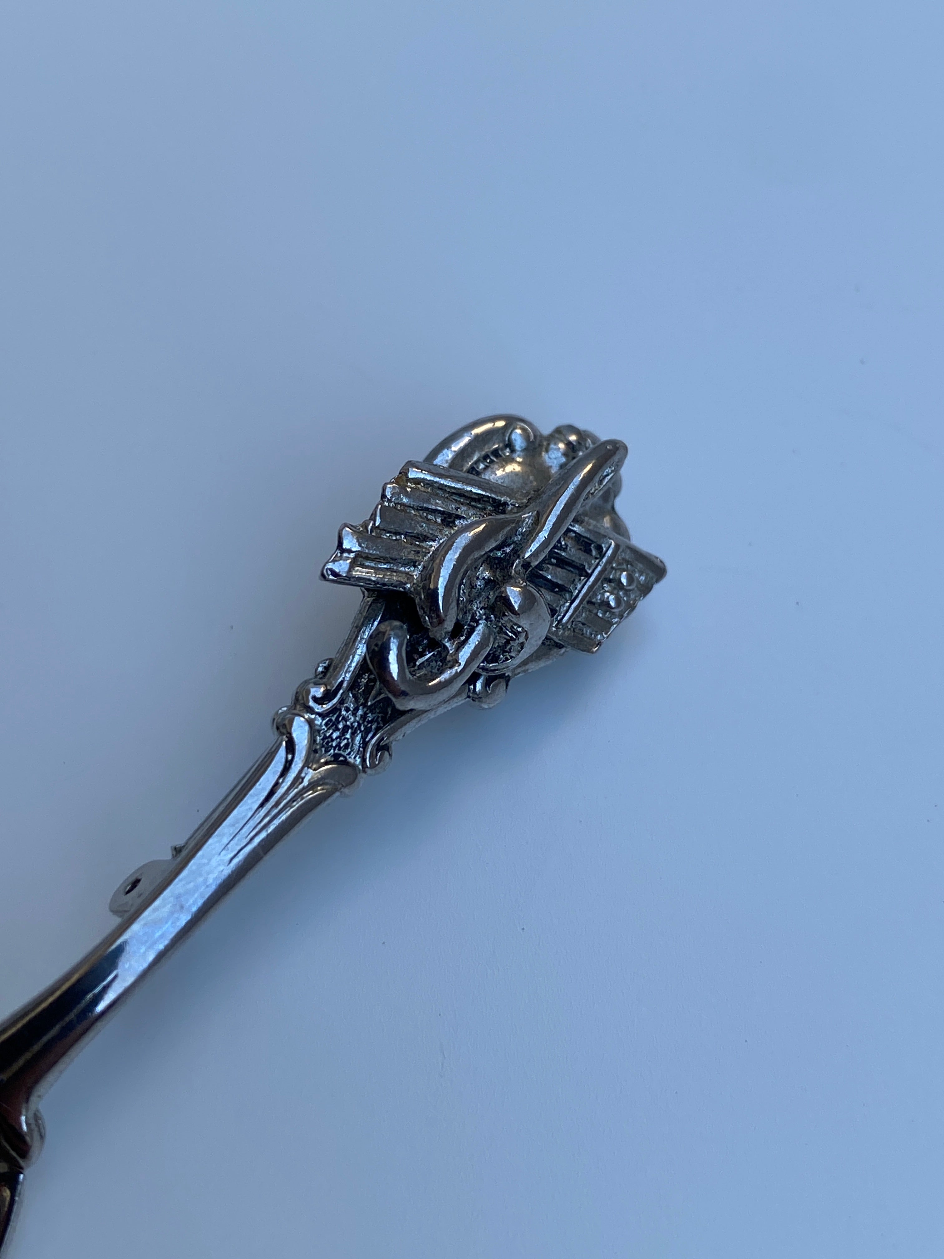 Vintage Silver Tone Spoon Brooch Figural Cutlery Lapel Pin