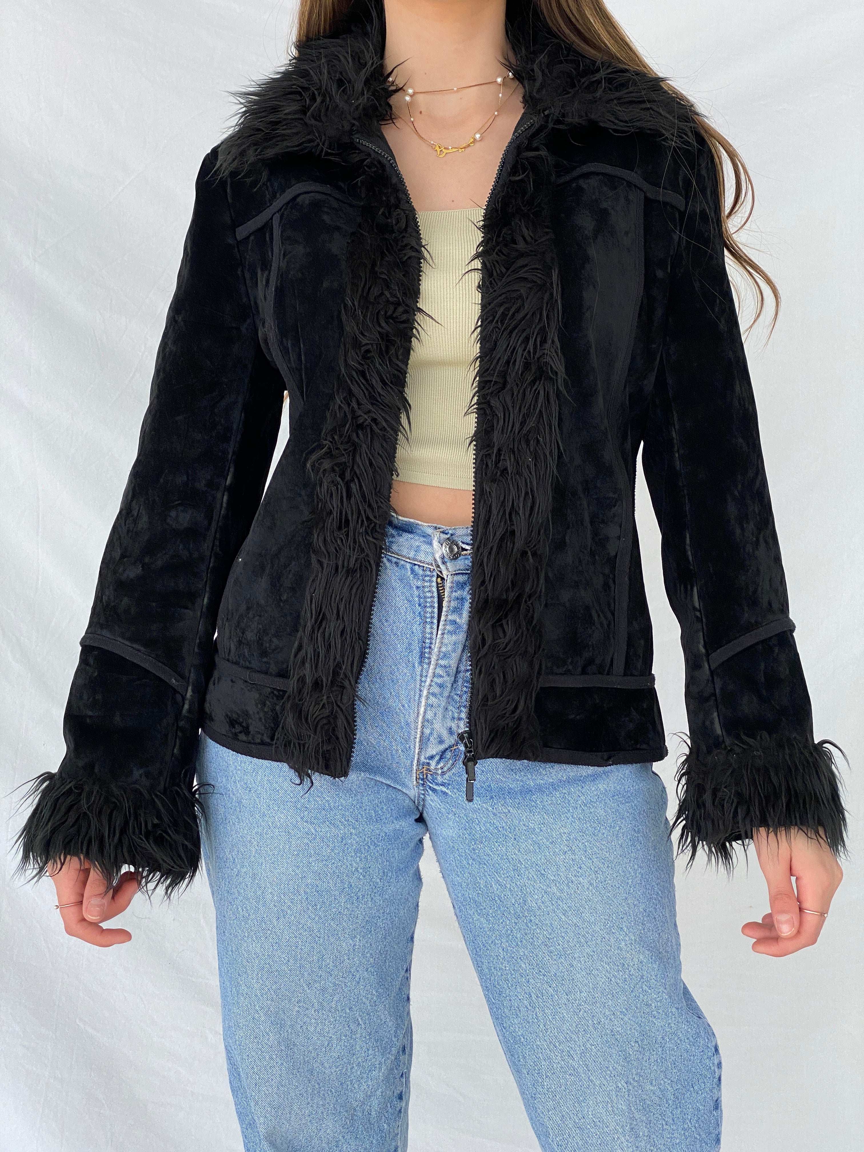 Beautiful Vintage Y2K Miss Eighteen Afghan Style Fur-Lined Jacket