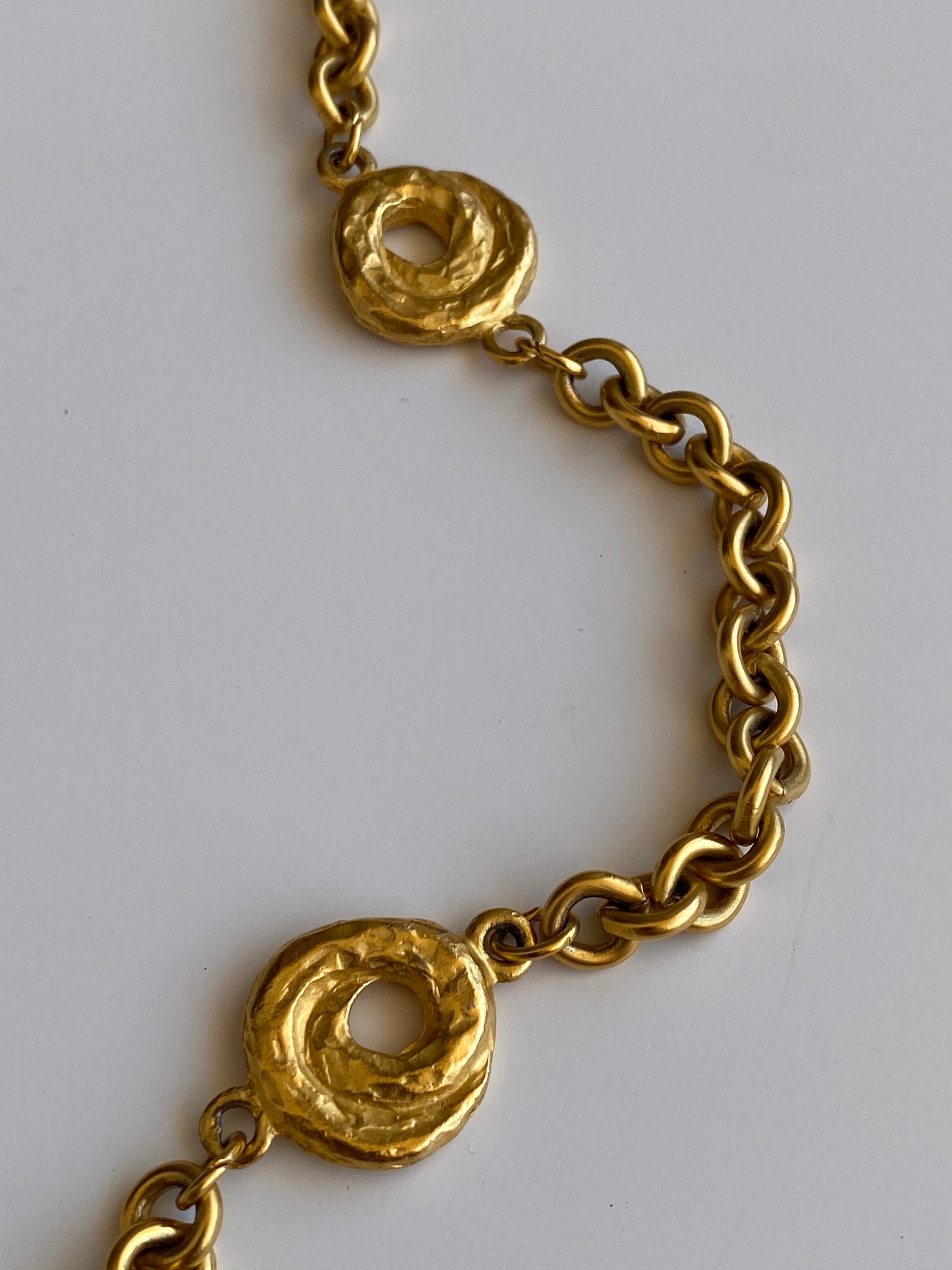 Vintage Gold-Tone Textured Link Long Necklace – Convertible Chain Belt