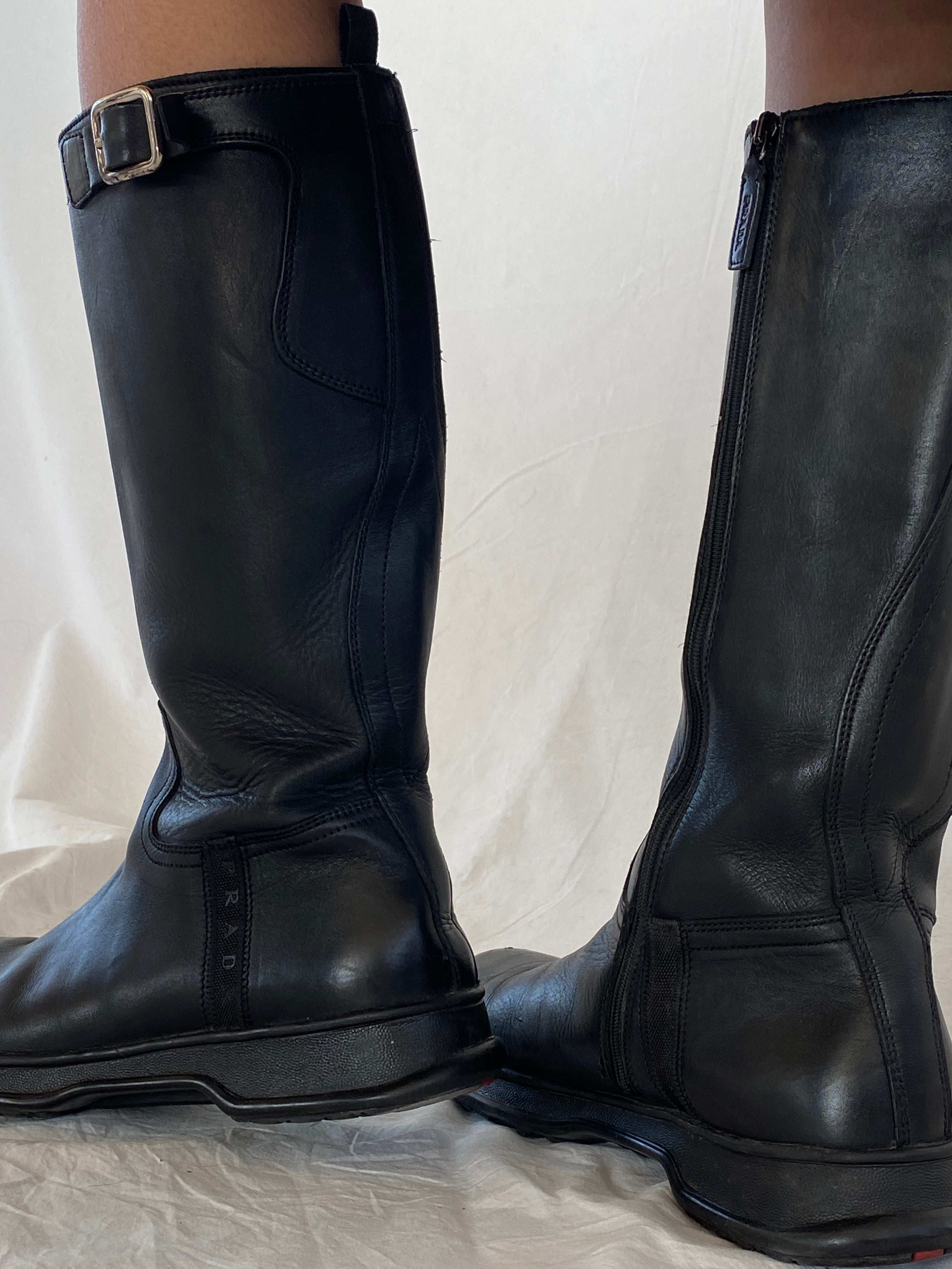 Vintage 90s PRADA Leather Moto boots - Balagan Vintage Boots 00s,90s,Boots,Juana,NEW IN