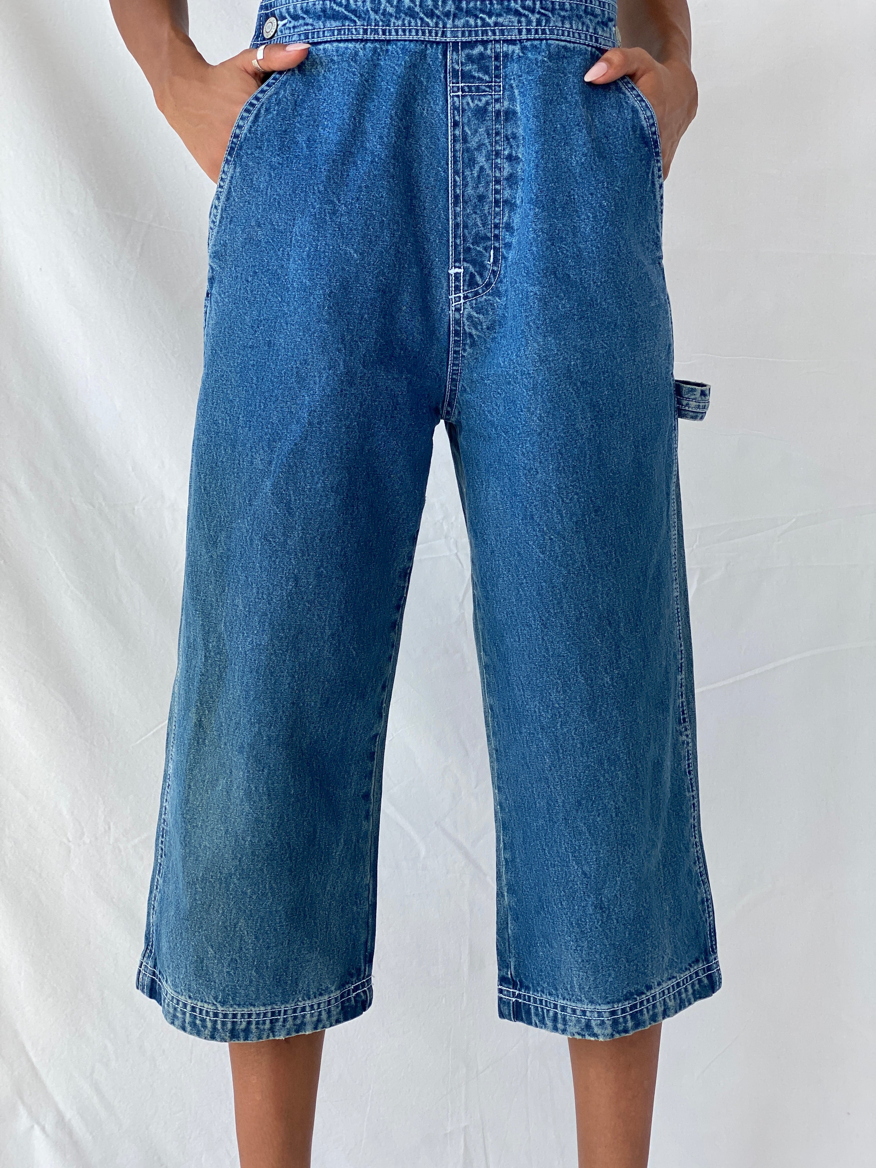 GAP Wide-Leg Non-Stretch Denim Overalls - XS