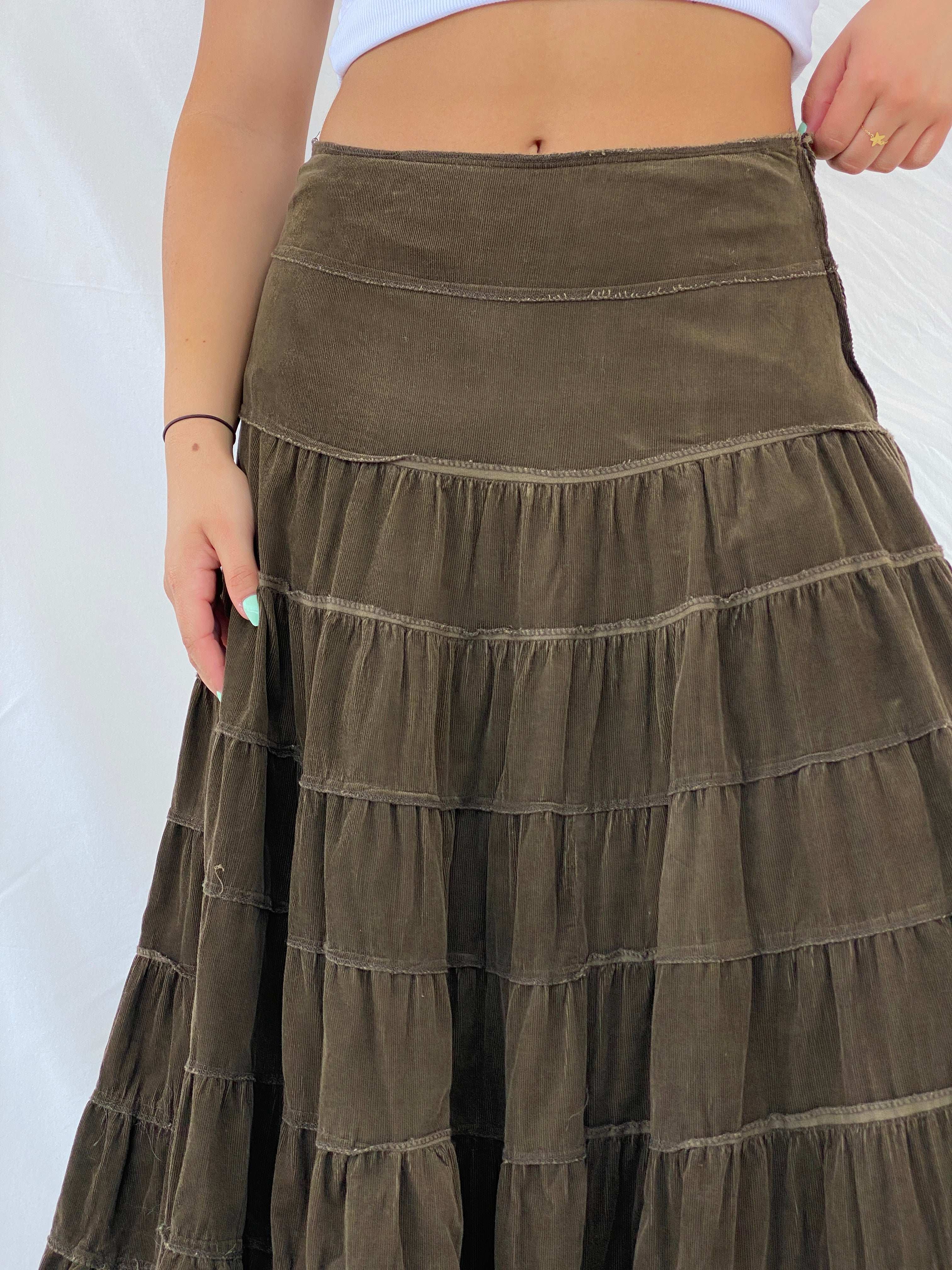 Insane Vintage MY INDUSTRY Tiered Ruffled Gypsy Zip Up Skirt - M - Balagan Vintage Maxi Skirt 00s, Lana, maxi skirt, NEW IN, summer