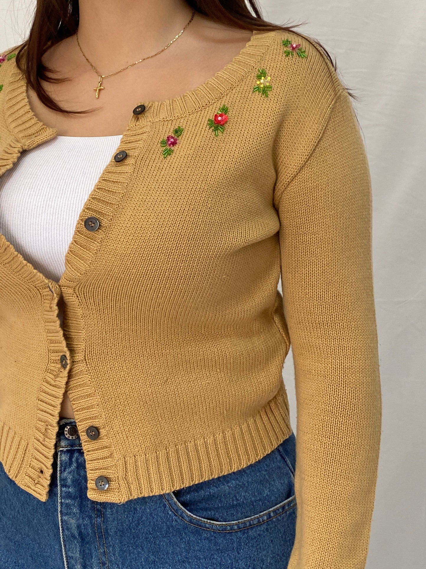 Dolce & Gabbana D&G Fitted Knitted Beaded Cardigan Top - S