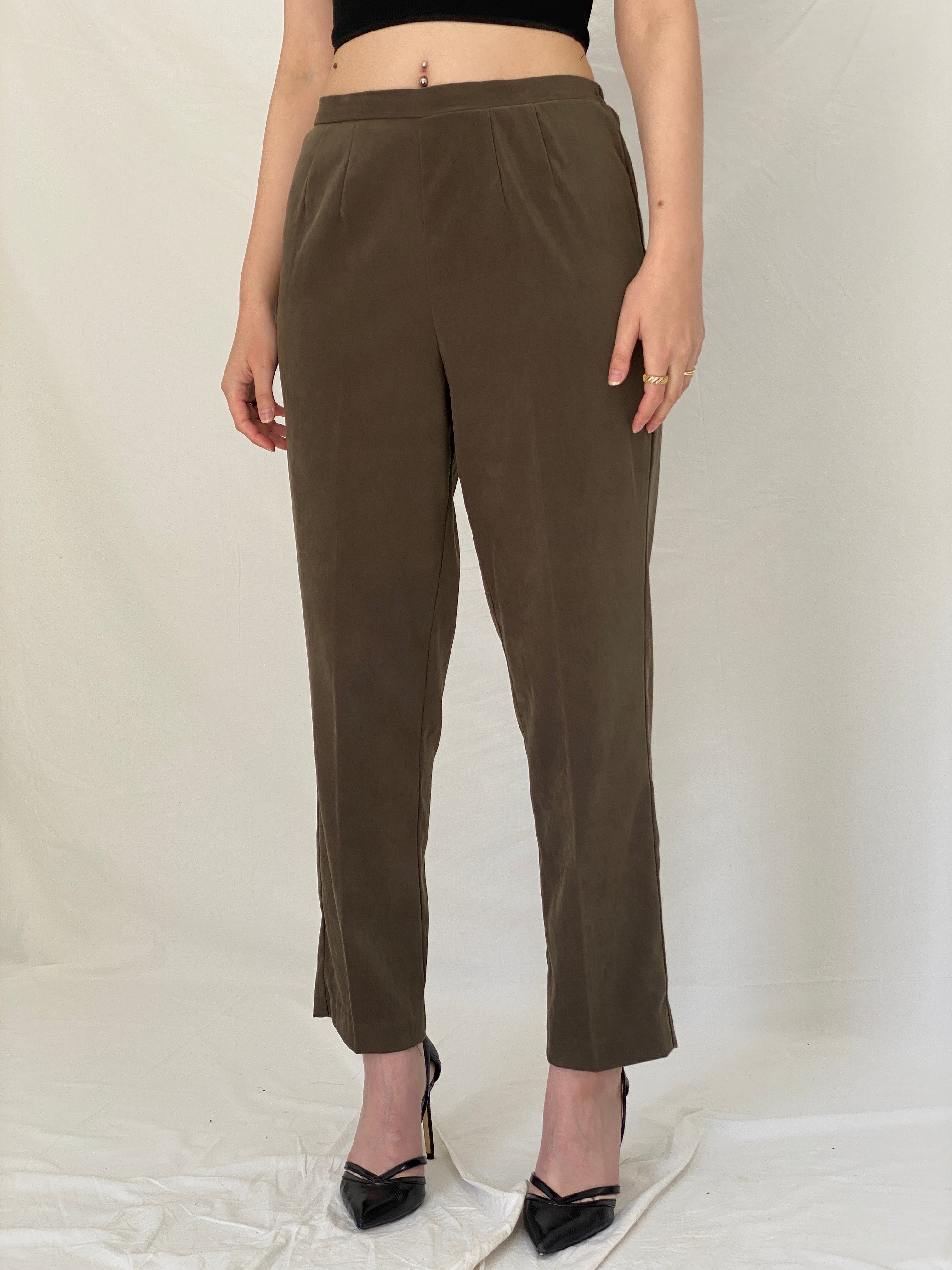 Vintage 90s Sag Harbor Dress Petite Olive Green Blazer & Pants Set Officecore Tailored Suit - M