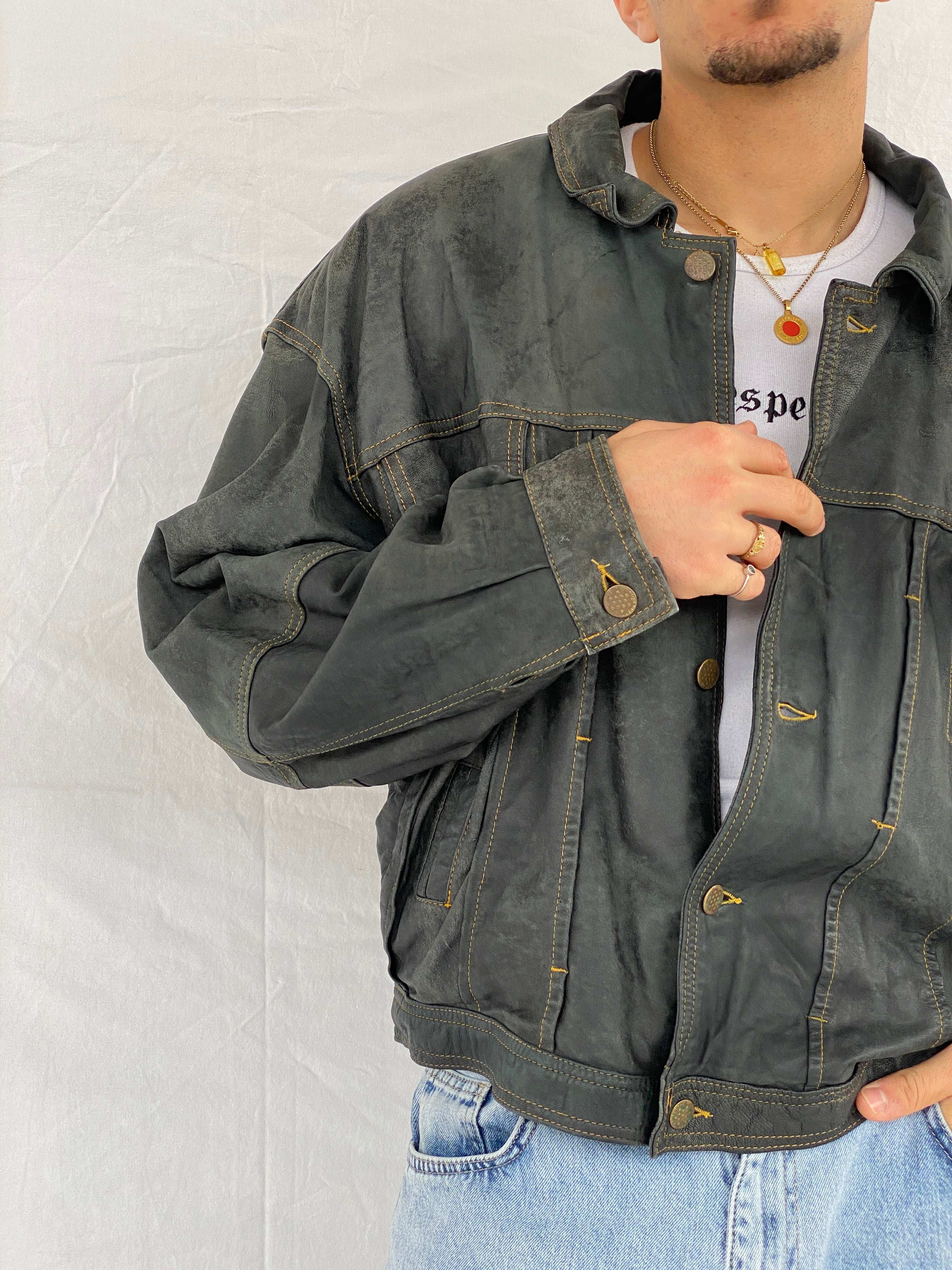 Must-Have 90s Distressed Genuine Leather Black Jacket - Size XL