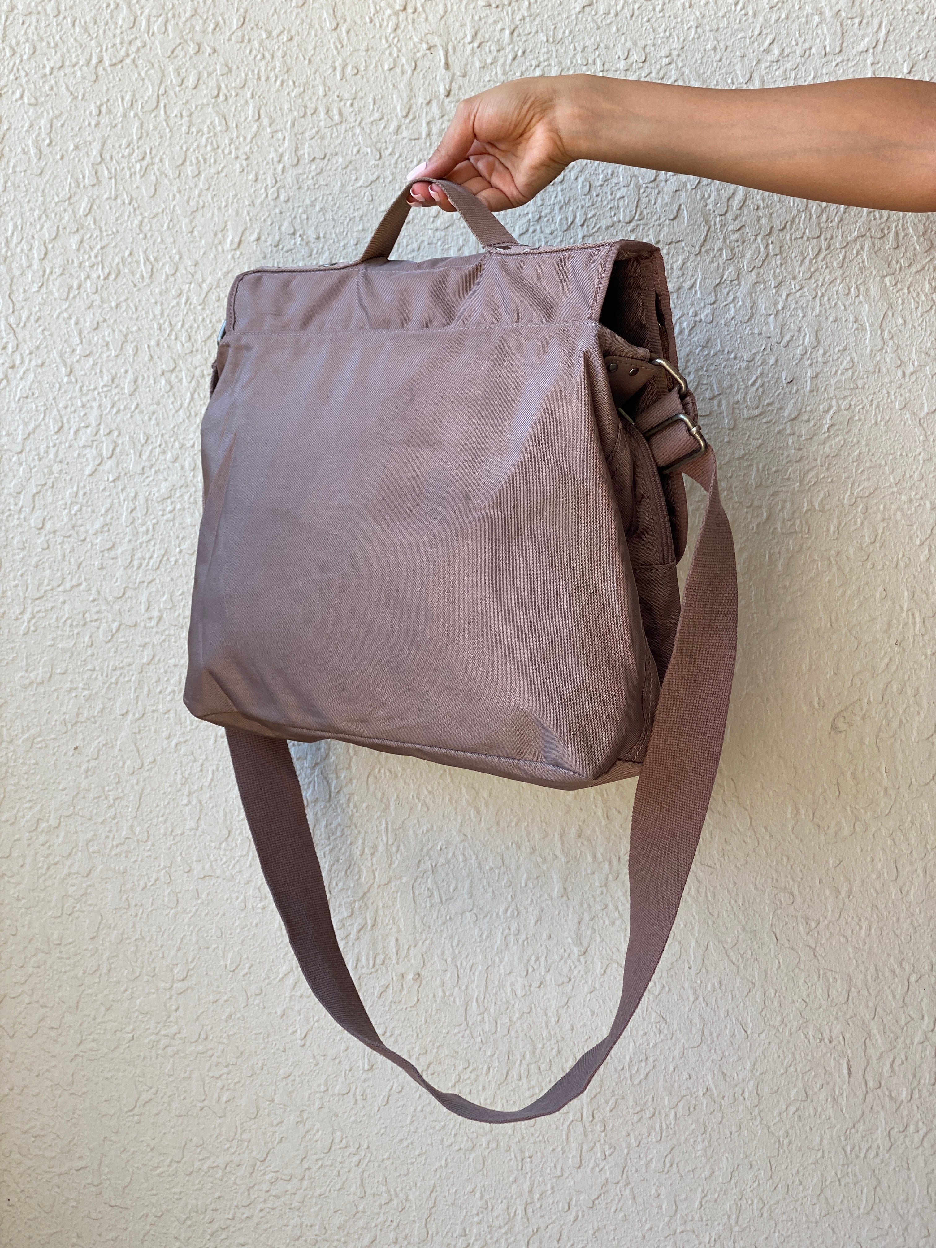 Fossil Taupe Heavyweight Nylon Laptop Messenger Bag