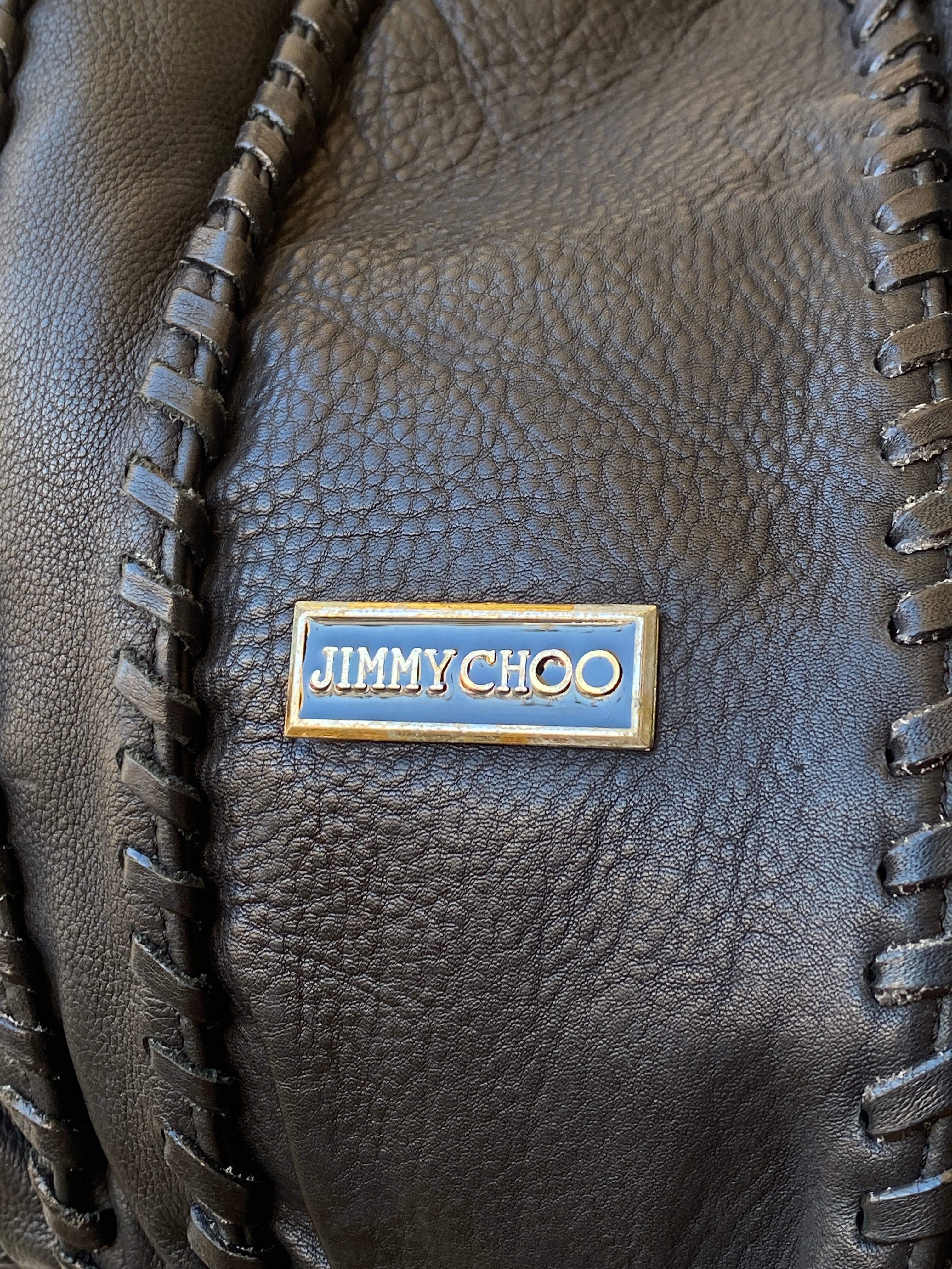 Jimmy Choo Textured Leather Large Hobo Black Shoulder Bag