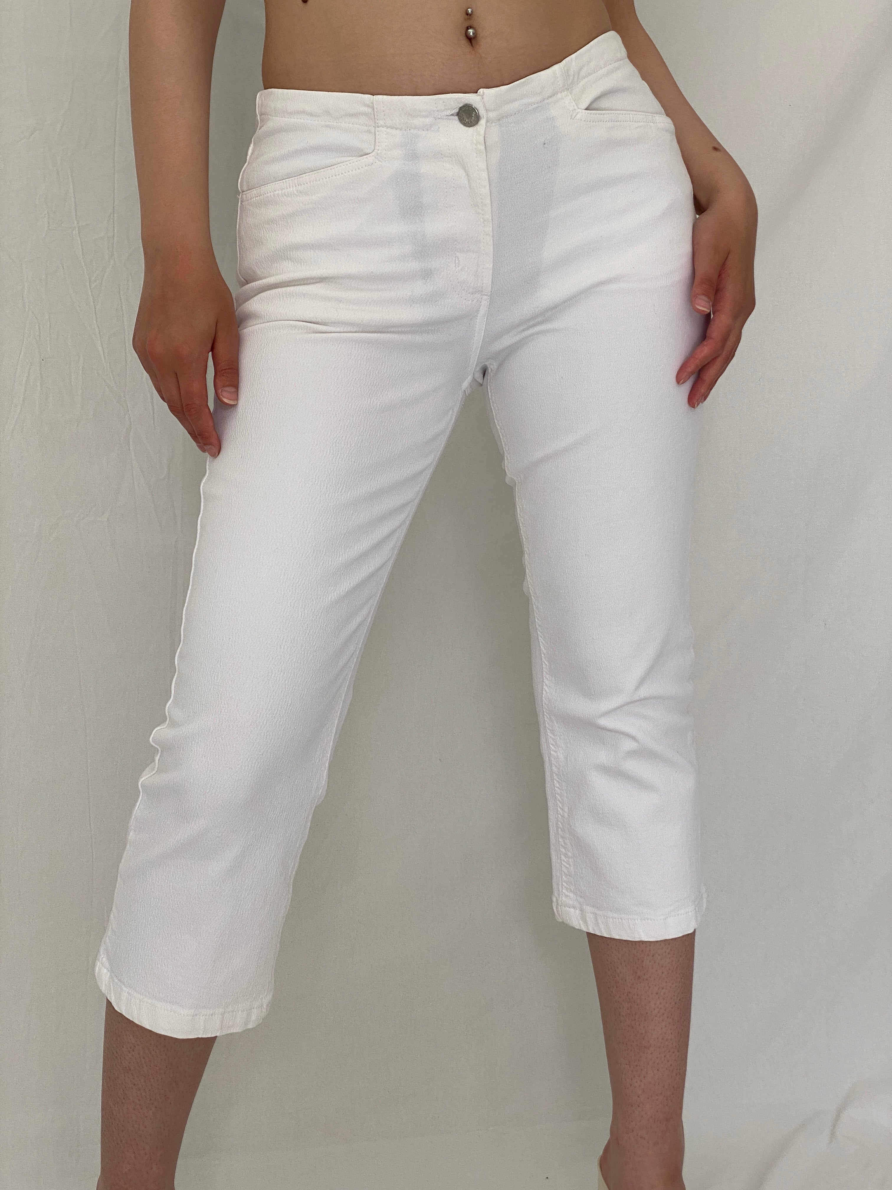 Vintage Colors of the World White Denim Capri Pants Y2K Minimalist Cropped Jeans – 38EU