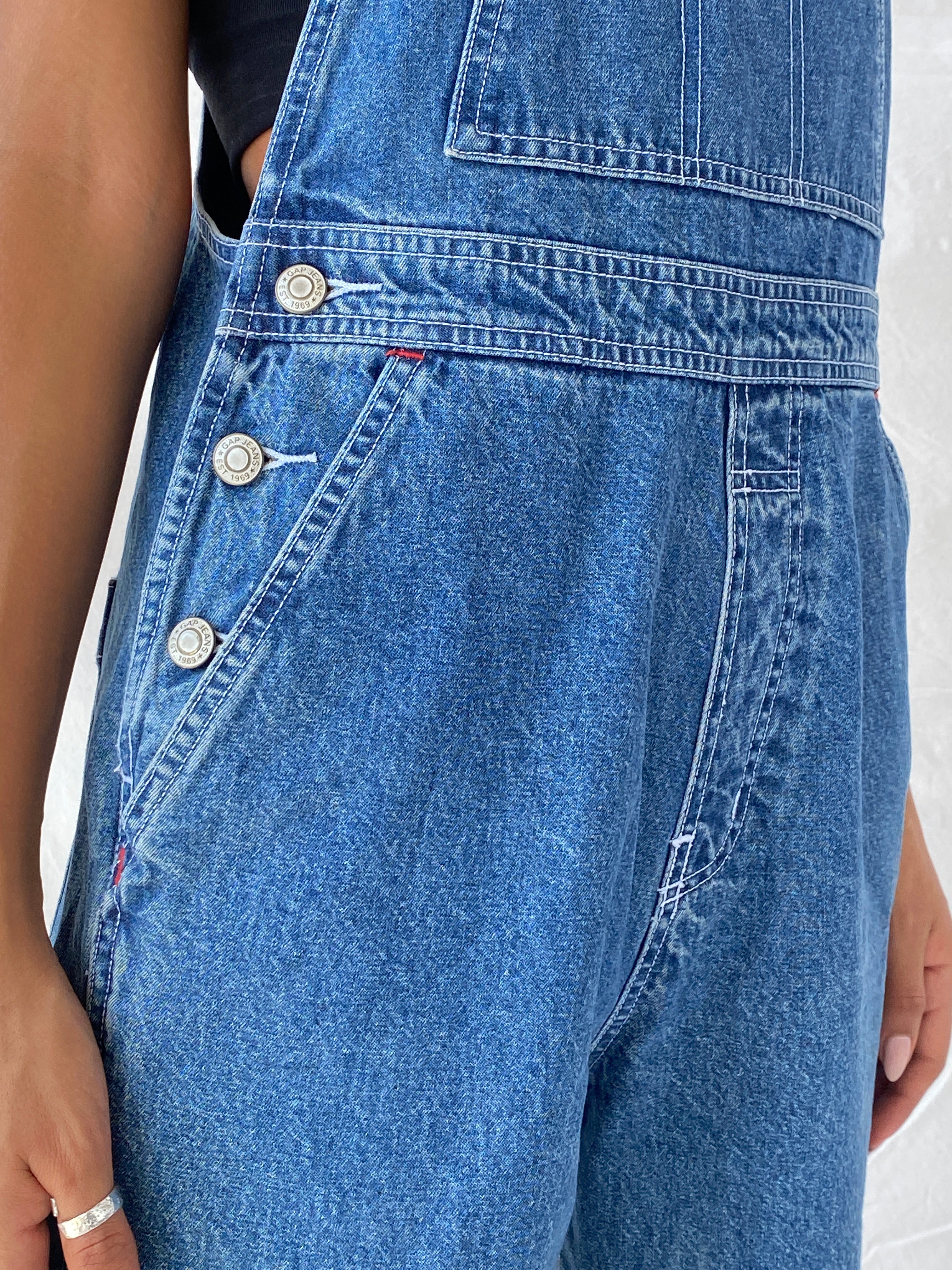 GAP Wide-Leg Non-Stretch Denim Overalls - XS