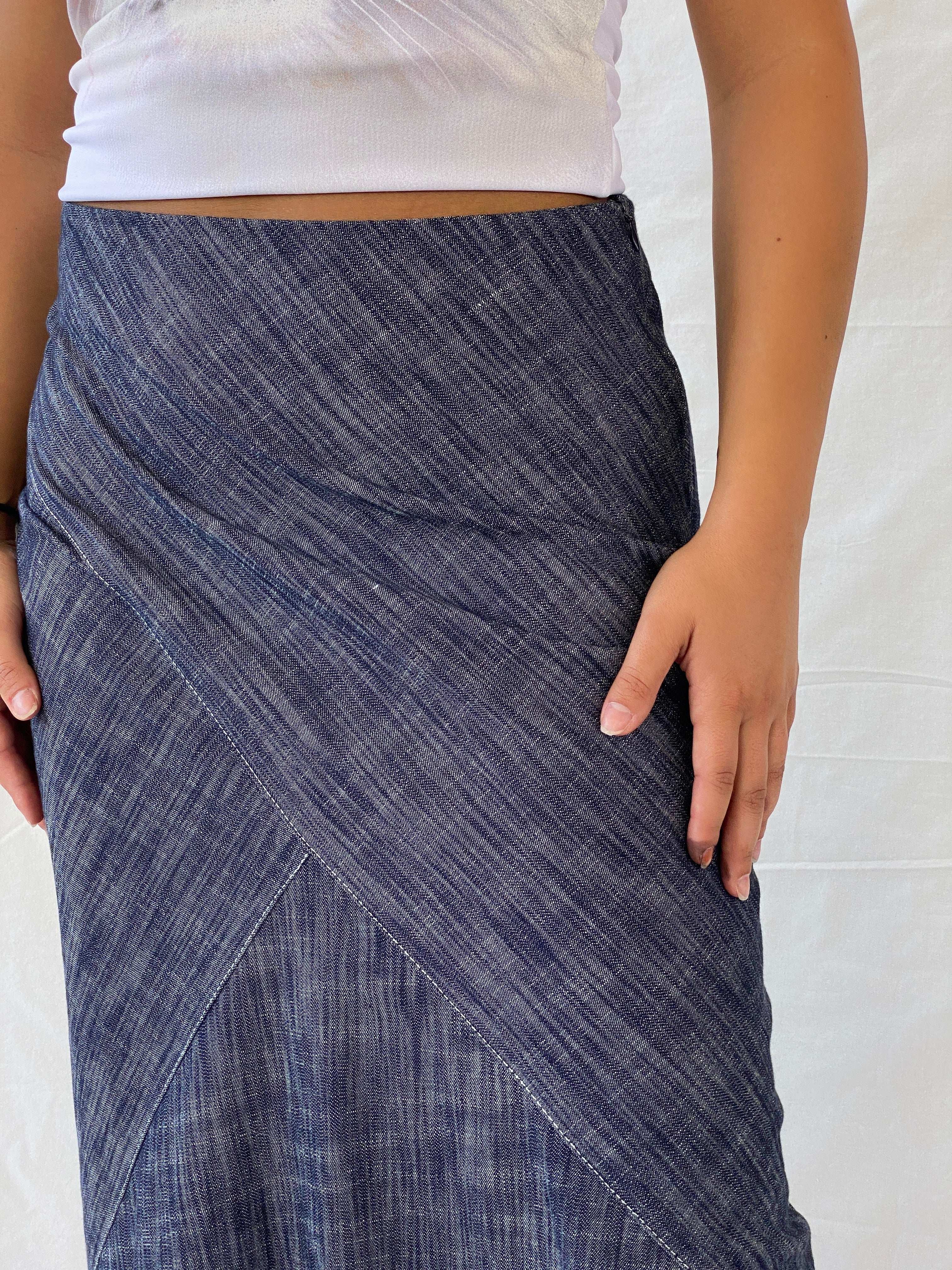 Vintage Celine Denim Pencil Midi Skirt - M