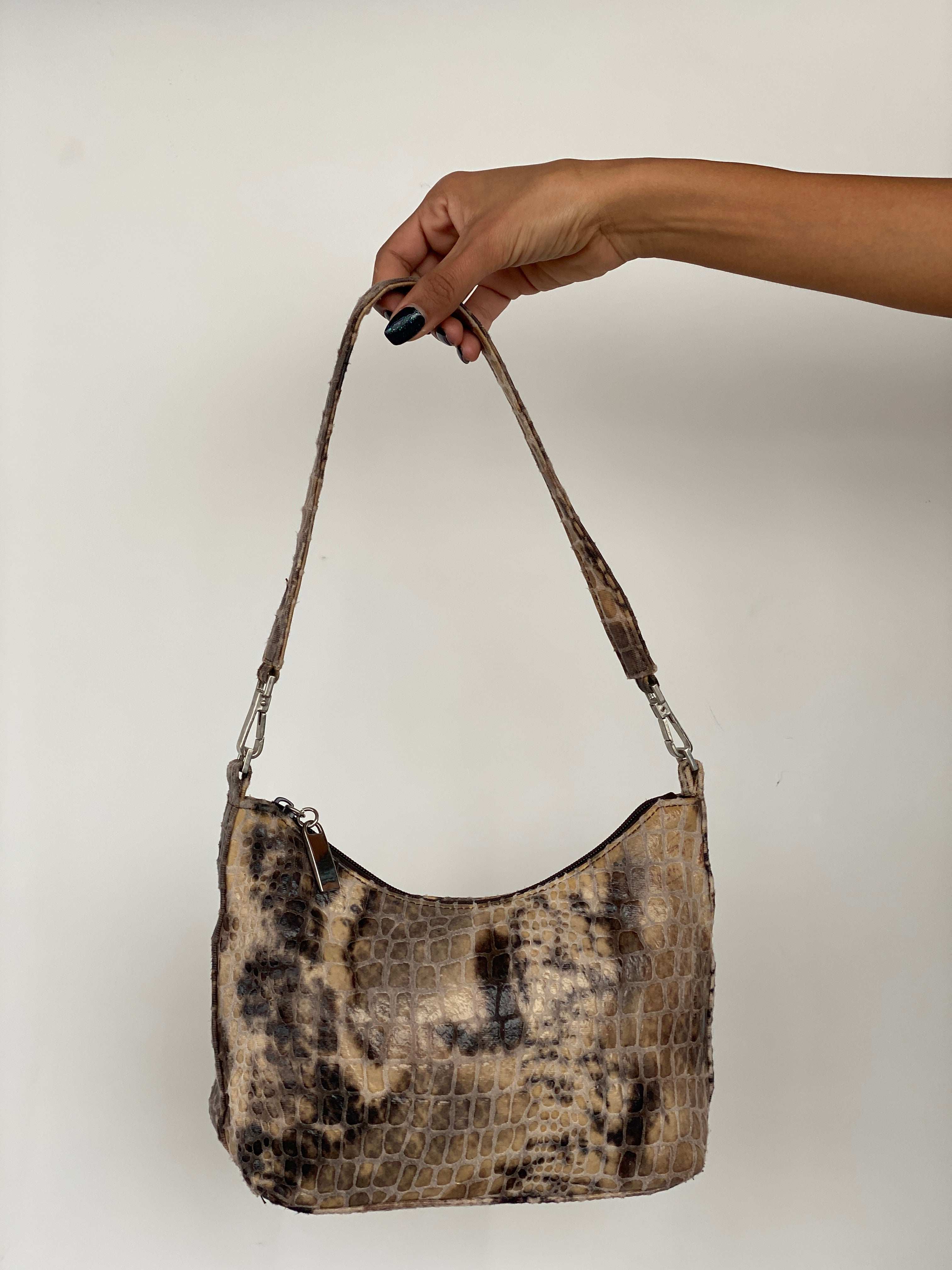 Faux Snake Skin Shoulder Bag - Balagan Vintage Shoulder Bag 00s, animal print, bag, handbag