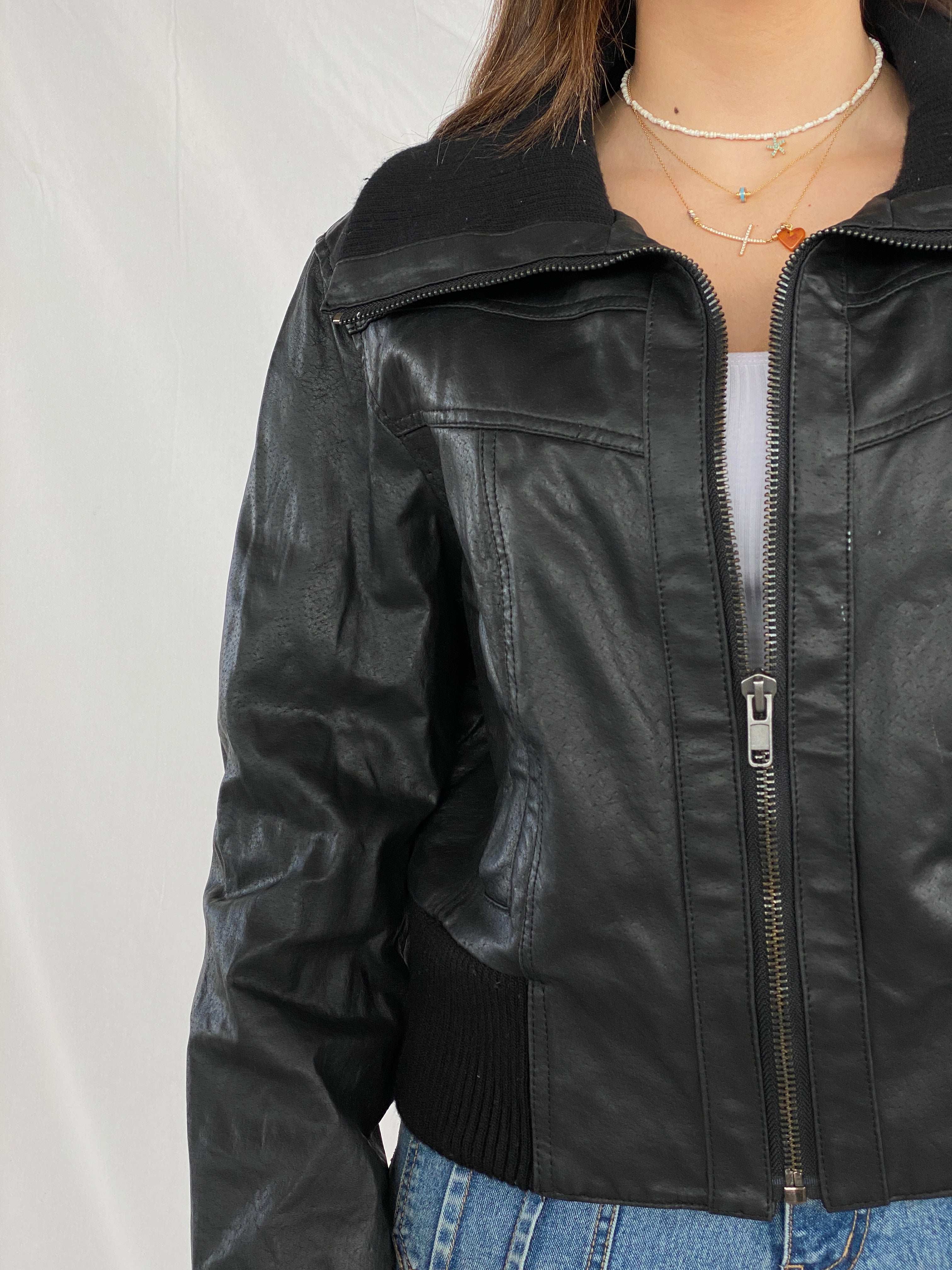 00s Wear Me.. Work Me.. Love Me by New Look Genuine Leather Jacket - Balagan Vintage Leather Jacket 00s, black leather, genuine leather, genuine leather jacket, Juana, leather jacket, NEW IN