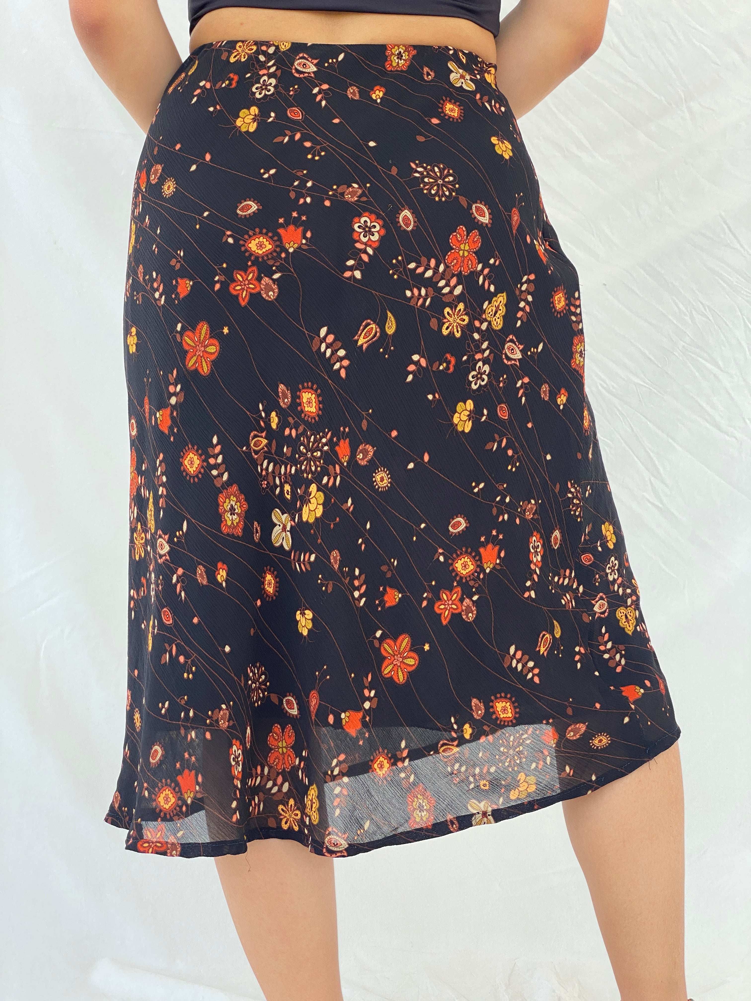 Vintage Handmade Floral Midi Elastic Waist Skirt - M - Balagan Vintage Midi Skirt 00s, floral, floral print, Lana, midi skirt, NEW IN, summer