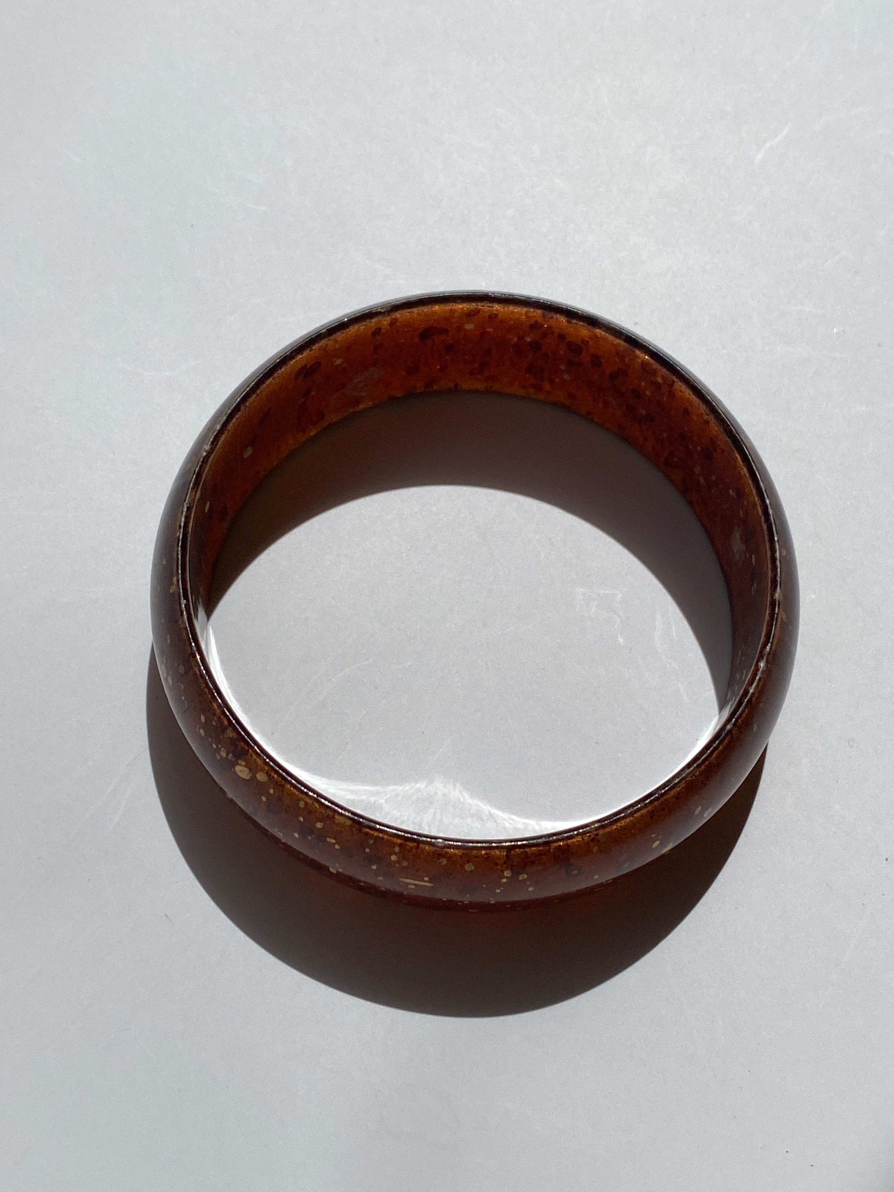 Vintage Root Beer Brown Resin Gold Fleck Bangle Bracelet
