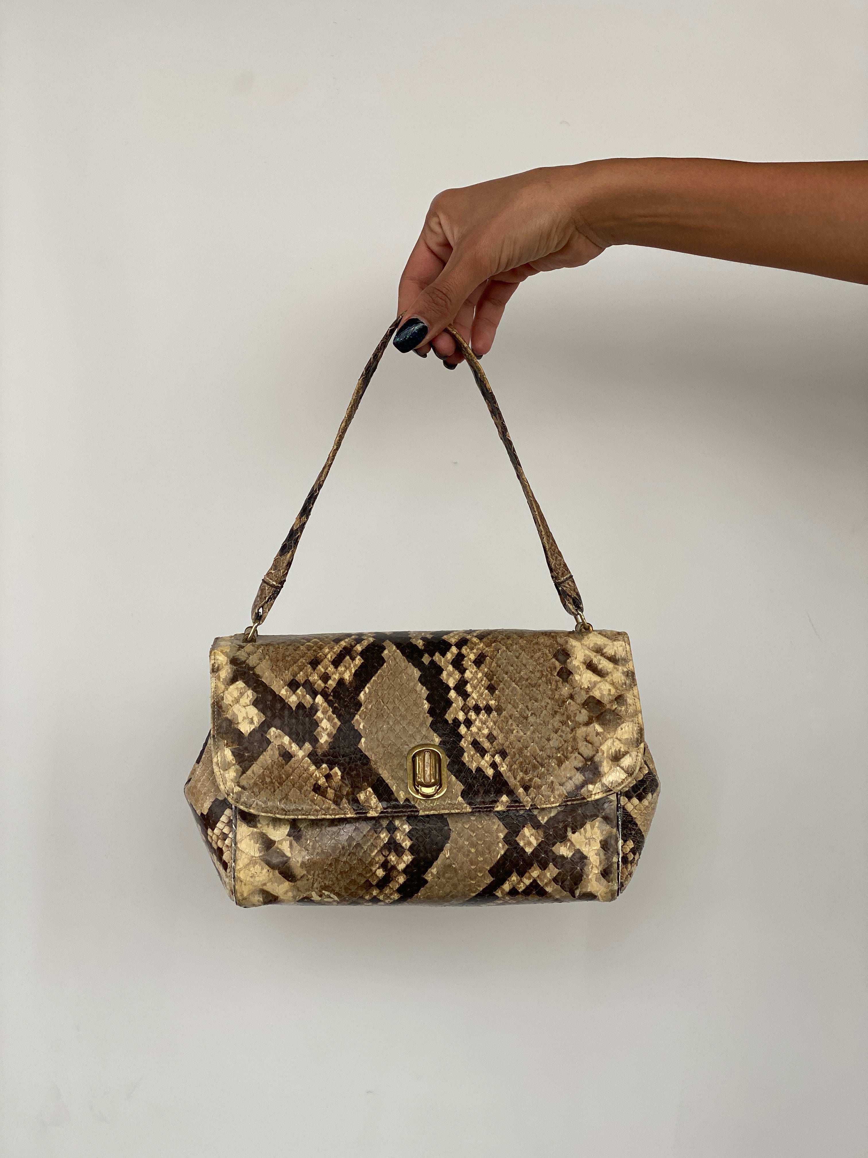 Y2K Faux Snake Skin Mini Handbag - Balagan Vintage Handbags 00s, animal print, bag, handbag