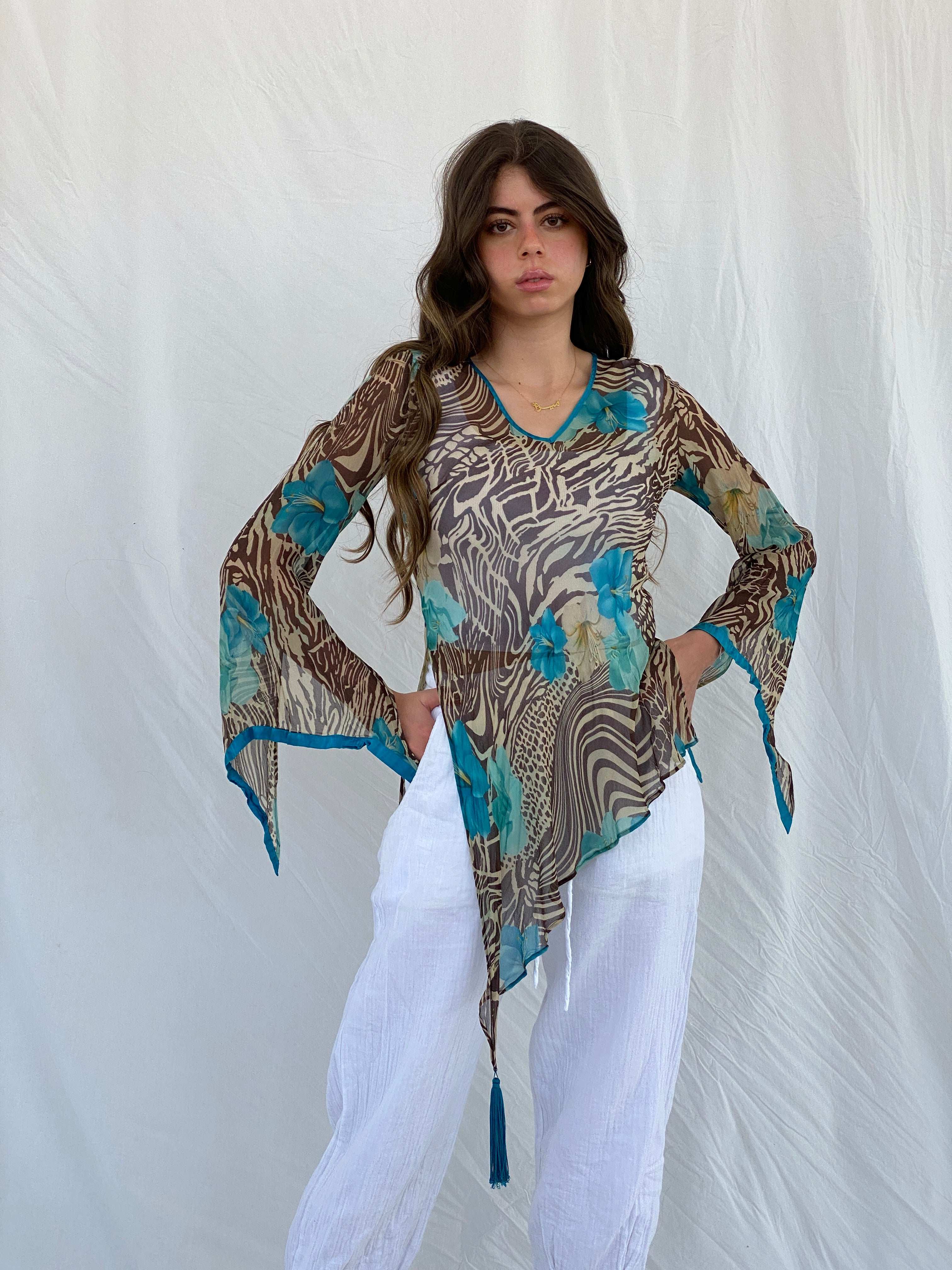 Luisa Spagnoli Sheer Silk Top - S - Balagan Vintage Full Sleeve Top 00s, 90s, Mira, NEW IN, sheer, women top