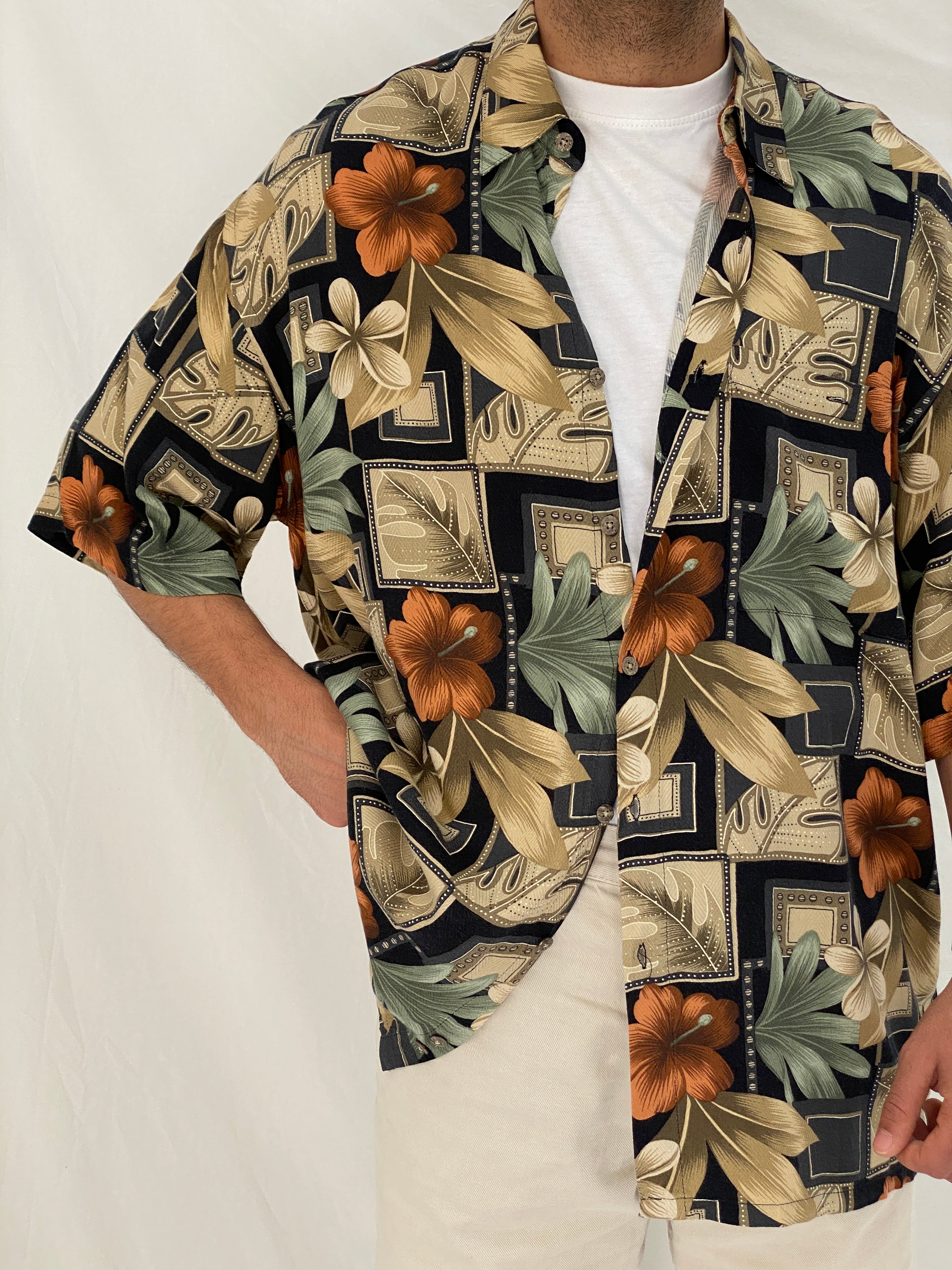 Vintage Campia Moda Tropical Relaxed Fit Rayon Vacation Shirt - L