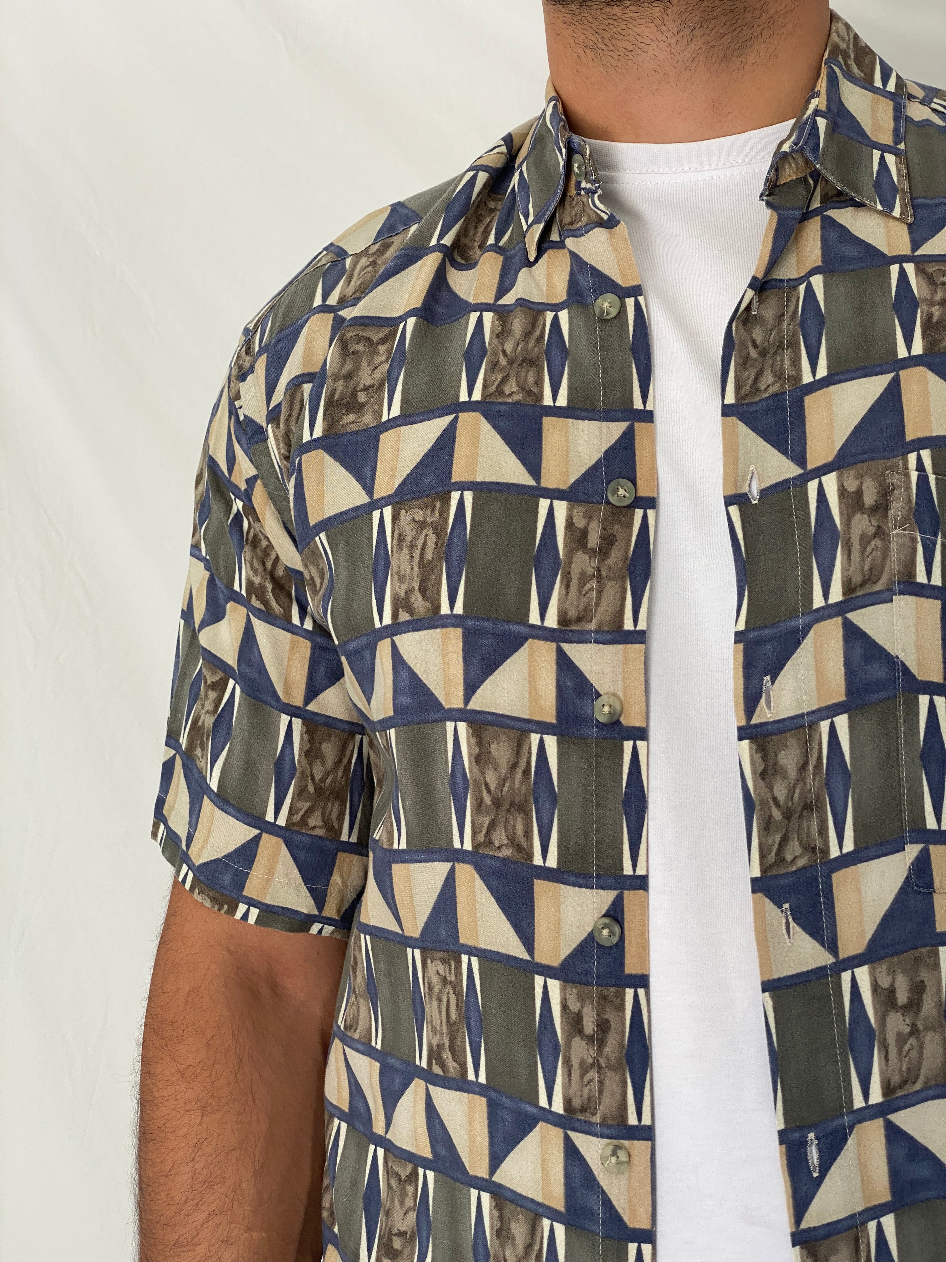 Vintage Campia Moda Geometric Shirt Abstract Short Sleeve Button-Up – M