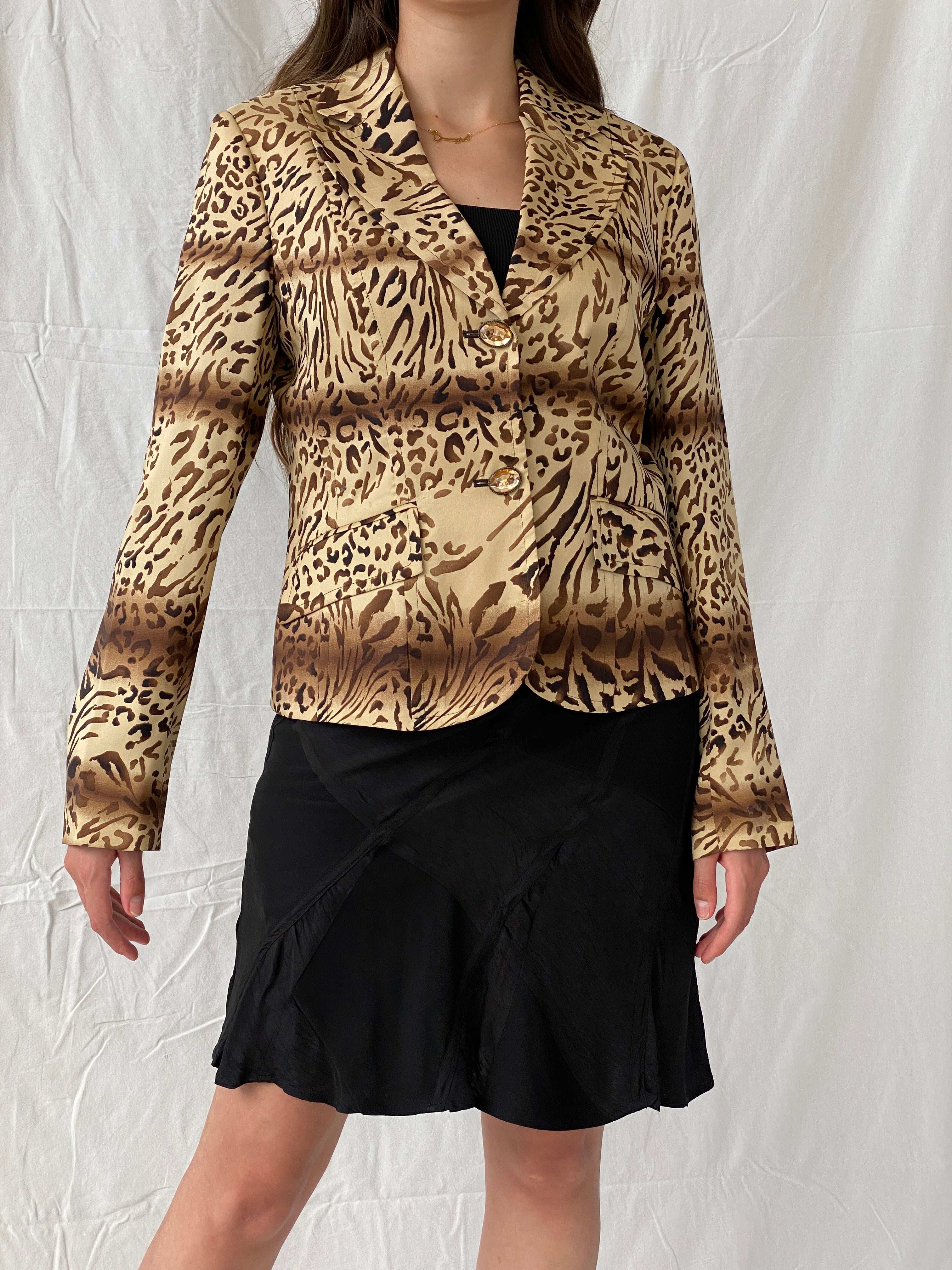 Statement Vintage Betty Barclay Silk Leopard Print Blazer - M