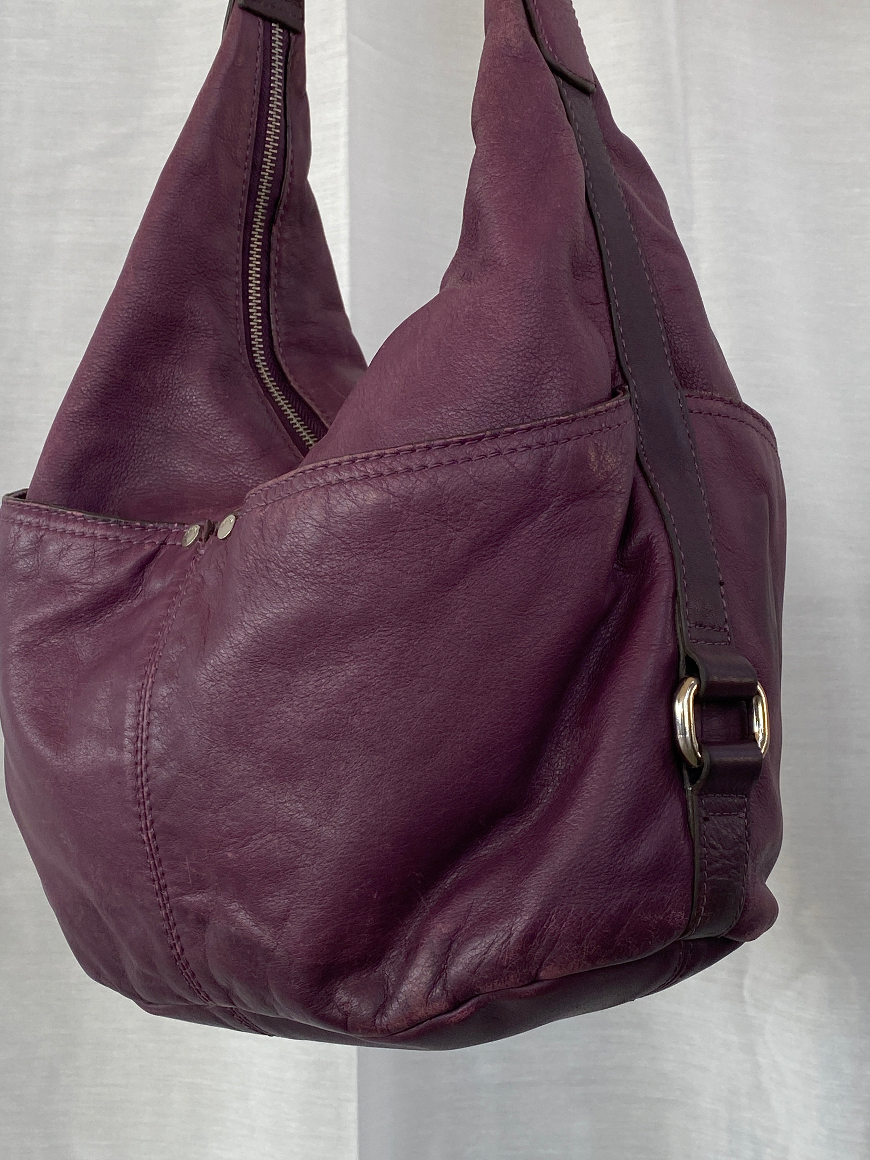 Purple Tignanello Leather Hobo Shoulder Bag