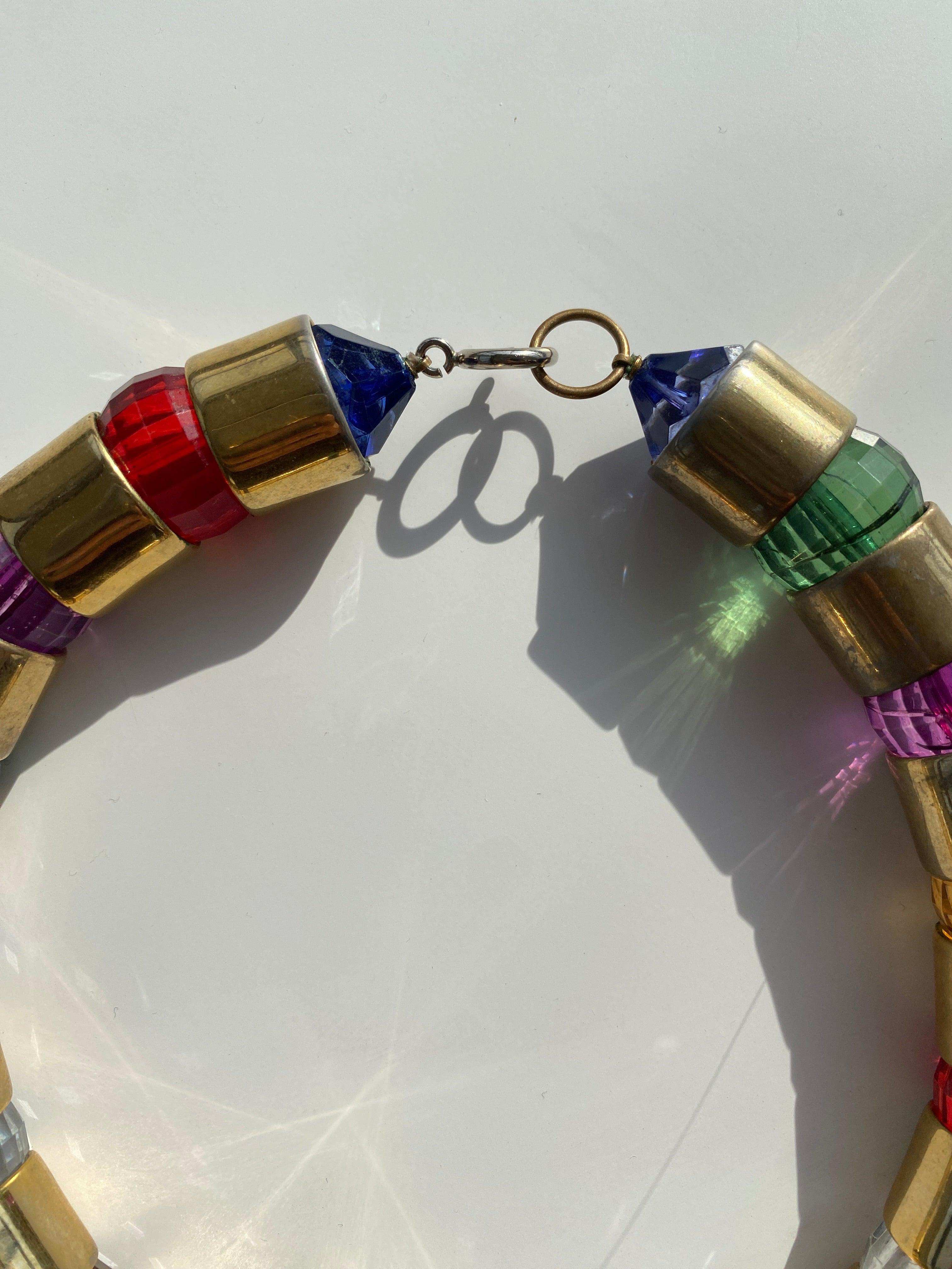 Vintage 80s Multi Colored Chocker Necklace - Balagan Vintage Necklace 80s, 90s, Necklace