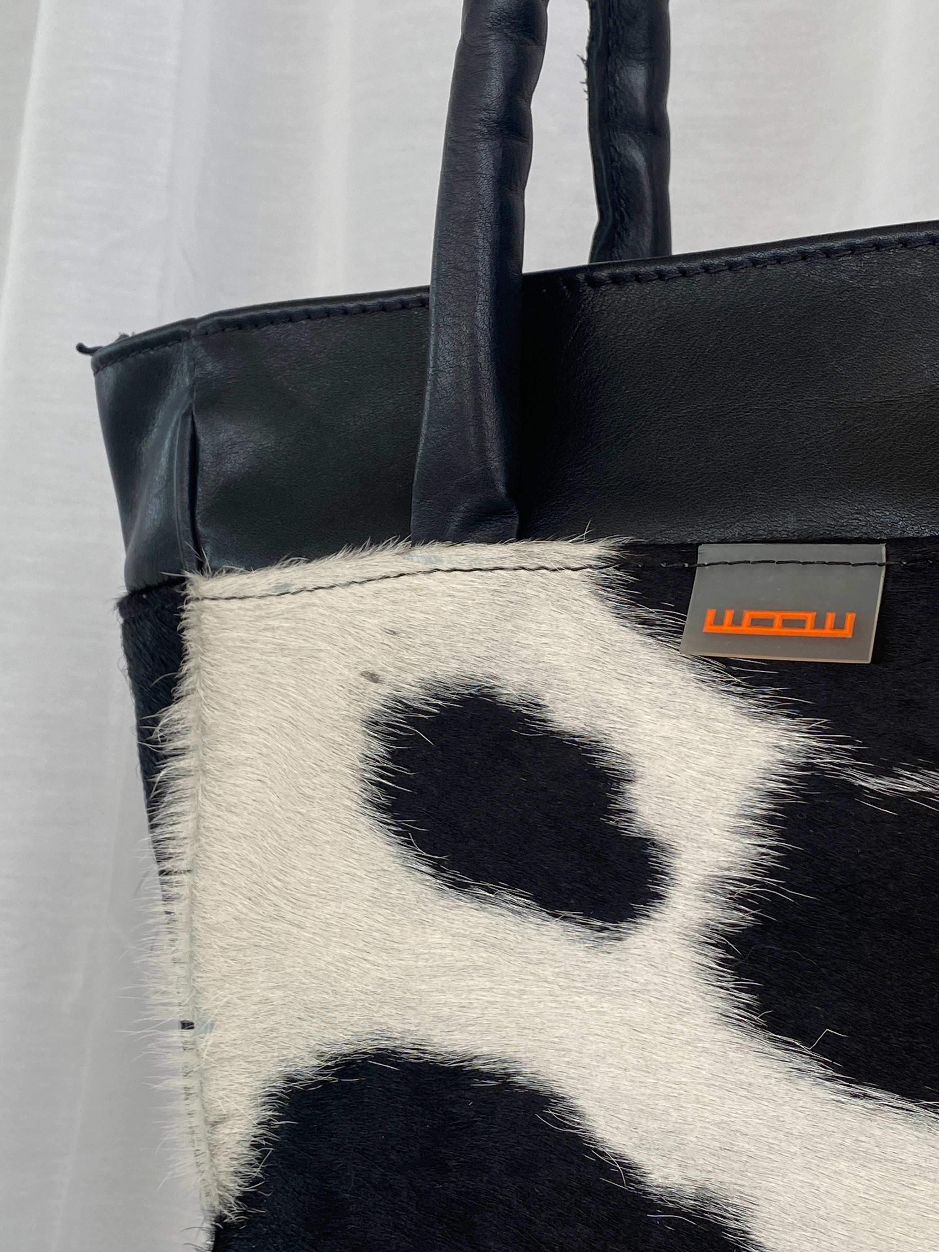 Y2K Woow Cow Pattern Plush Tote Bag