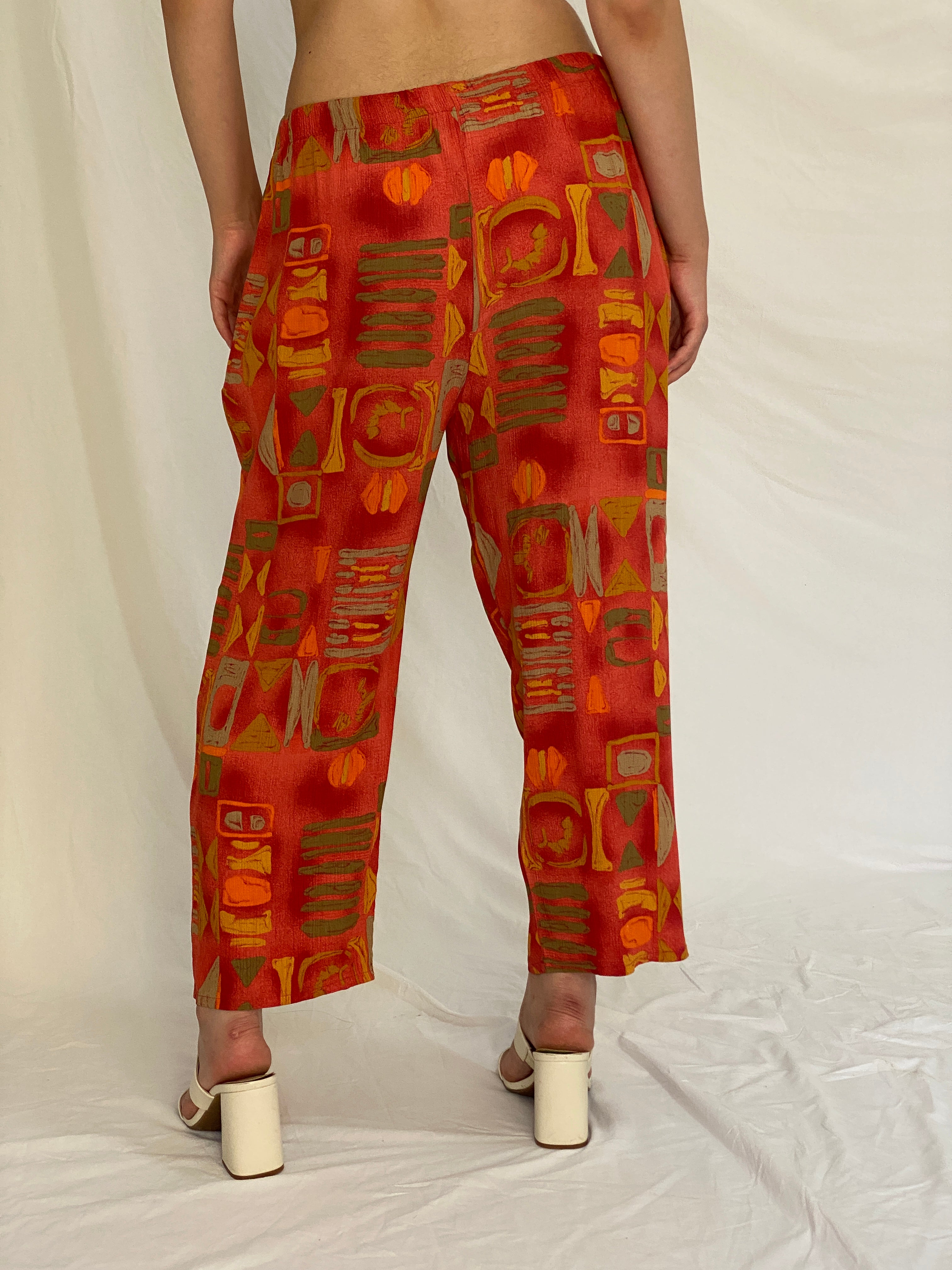 Vintage 90s Camarieu Natural Wear Red Abstract Print Relaxed Pants - L