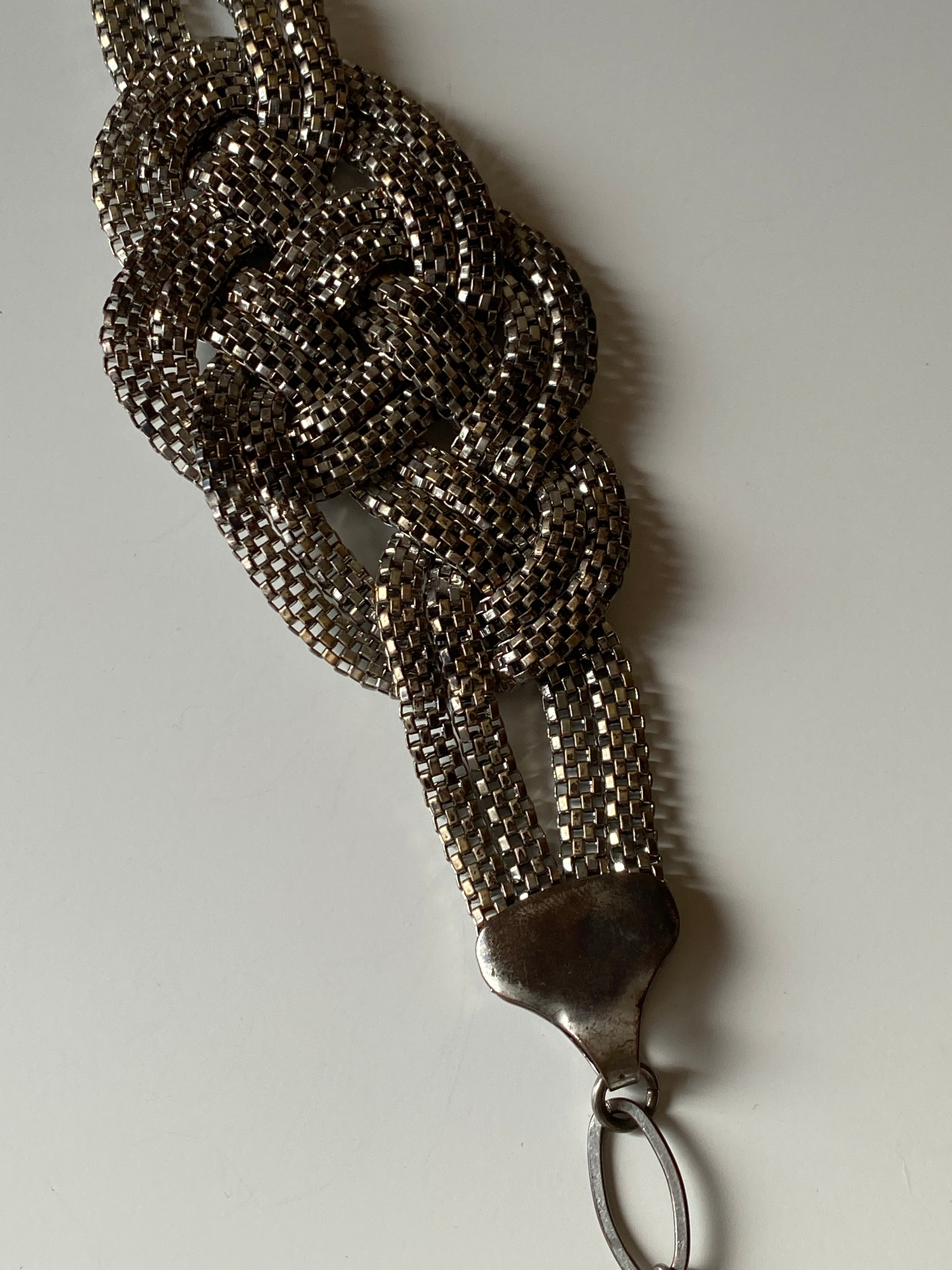 Vintage Silver Tone Multi-Chain Knot Bracelet Statement Mesh Link Bracelet
