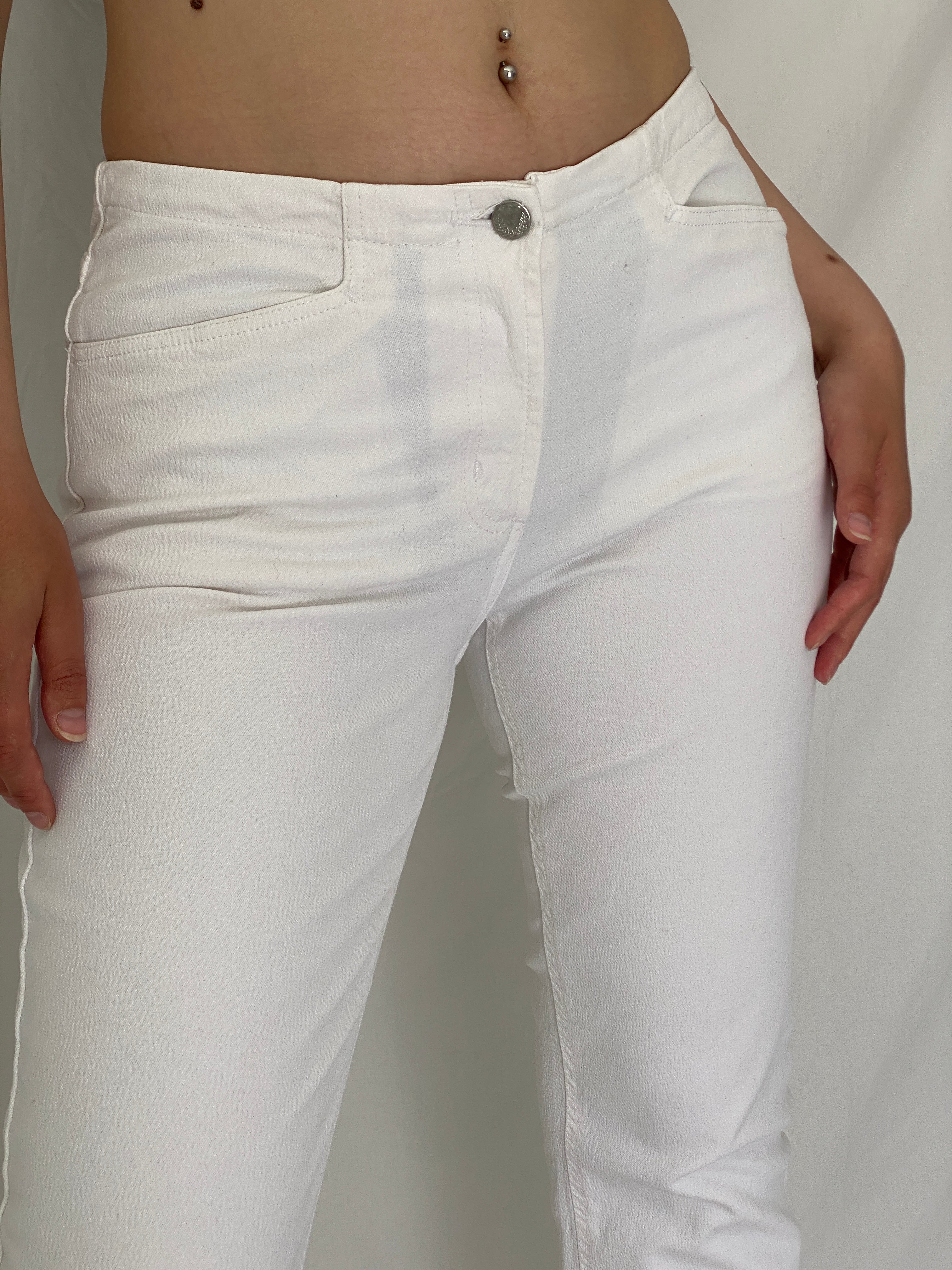 Vintage Colors of the World White Denim Capri Pants Y2K Minimalist Cropped Jeans – 38EU