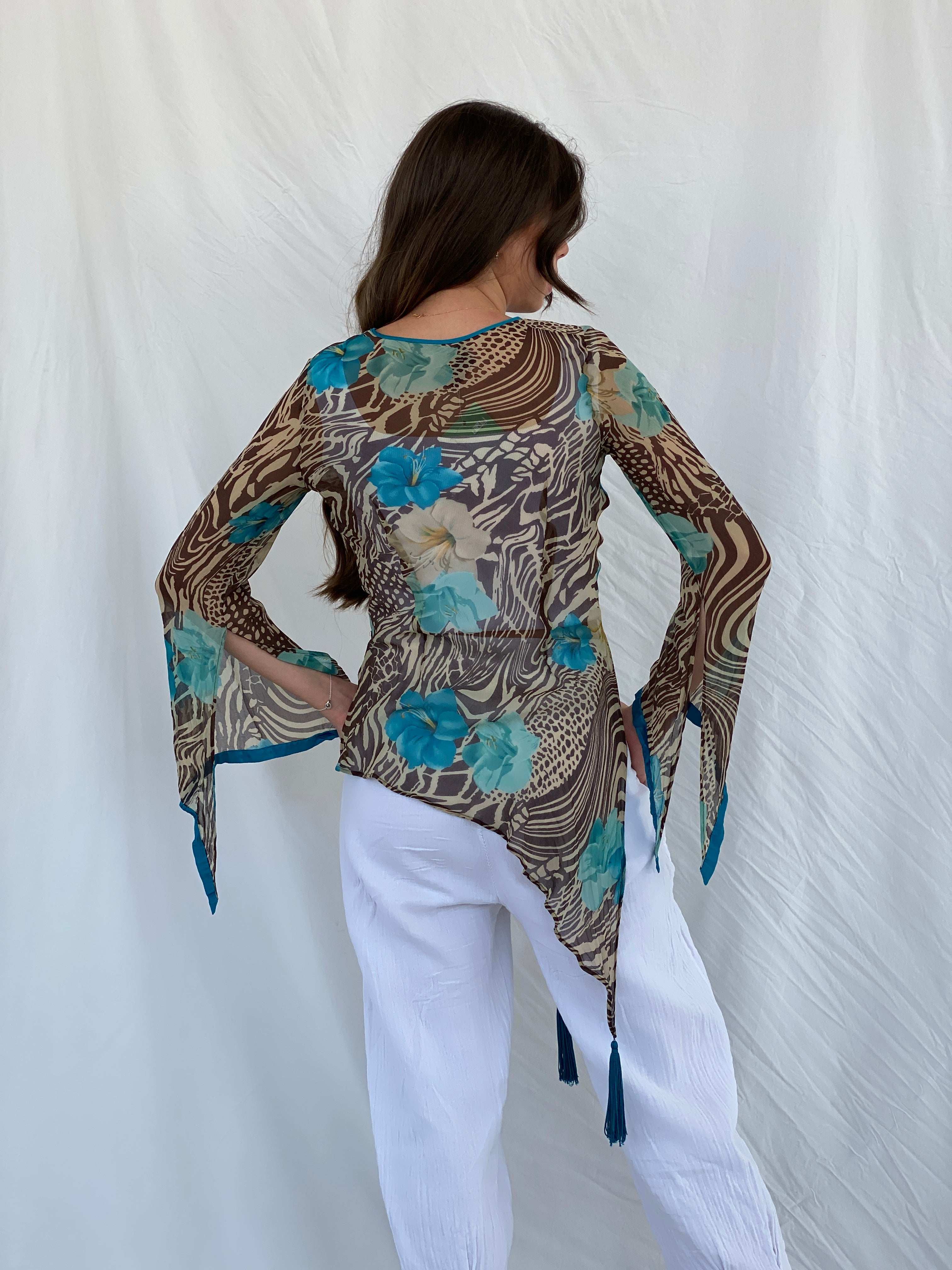 Luisa Spagnoli Sheer Silk Top - S - Balagan Vintage Full Sleeve Top 00s, 90s, Mira, NEW IN, sheer, women top