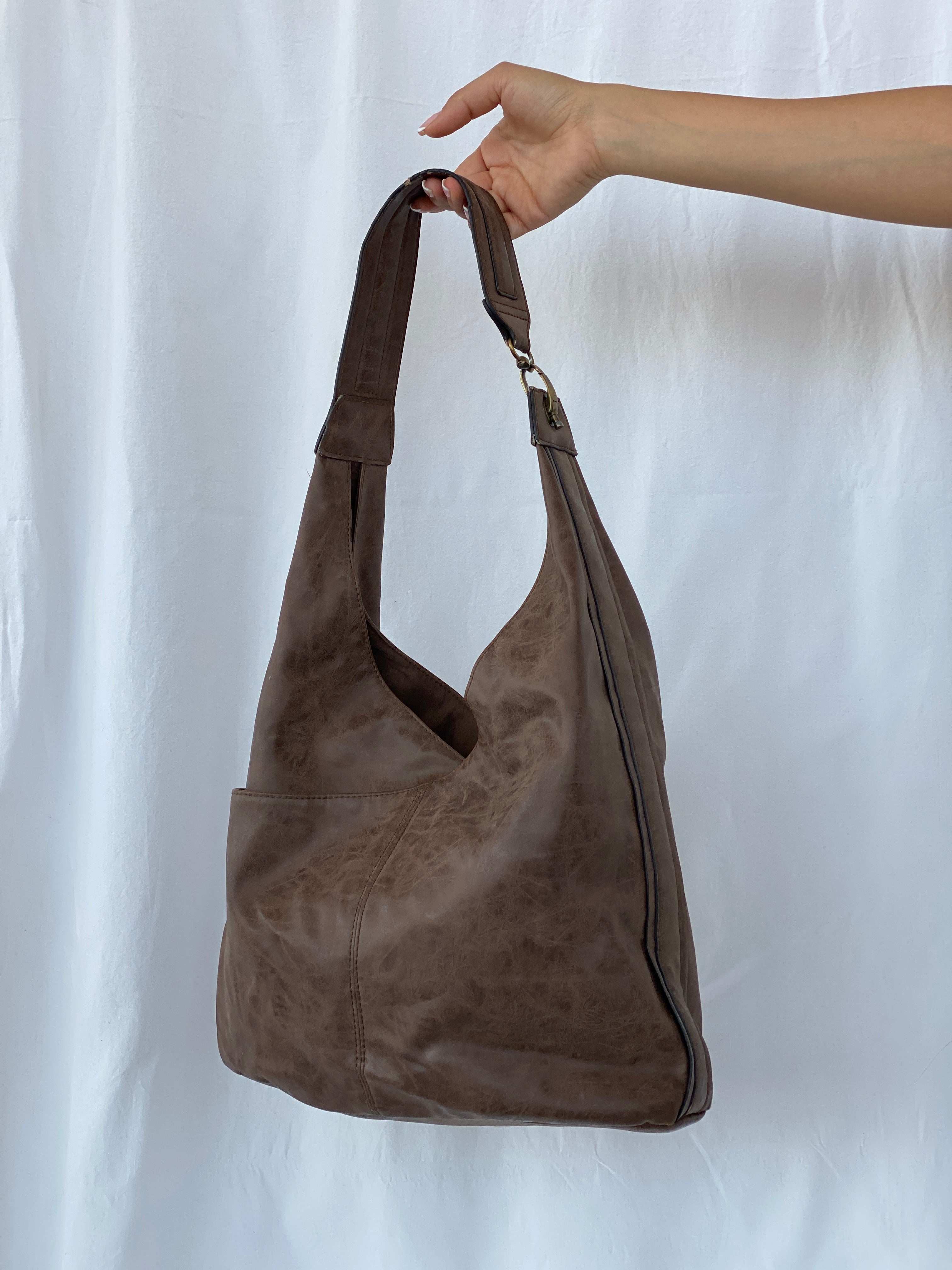 Vintage Hobo Tote Bag - Balagan Vintage Bags 00s, bag, brown leather, NEW IN, Y2K