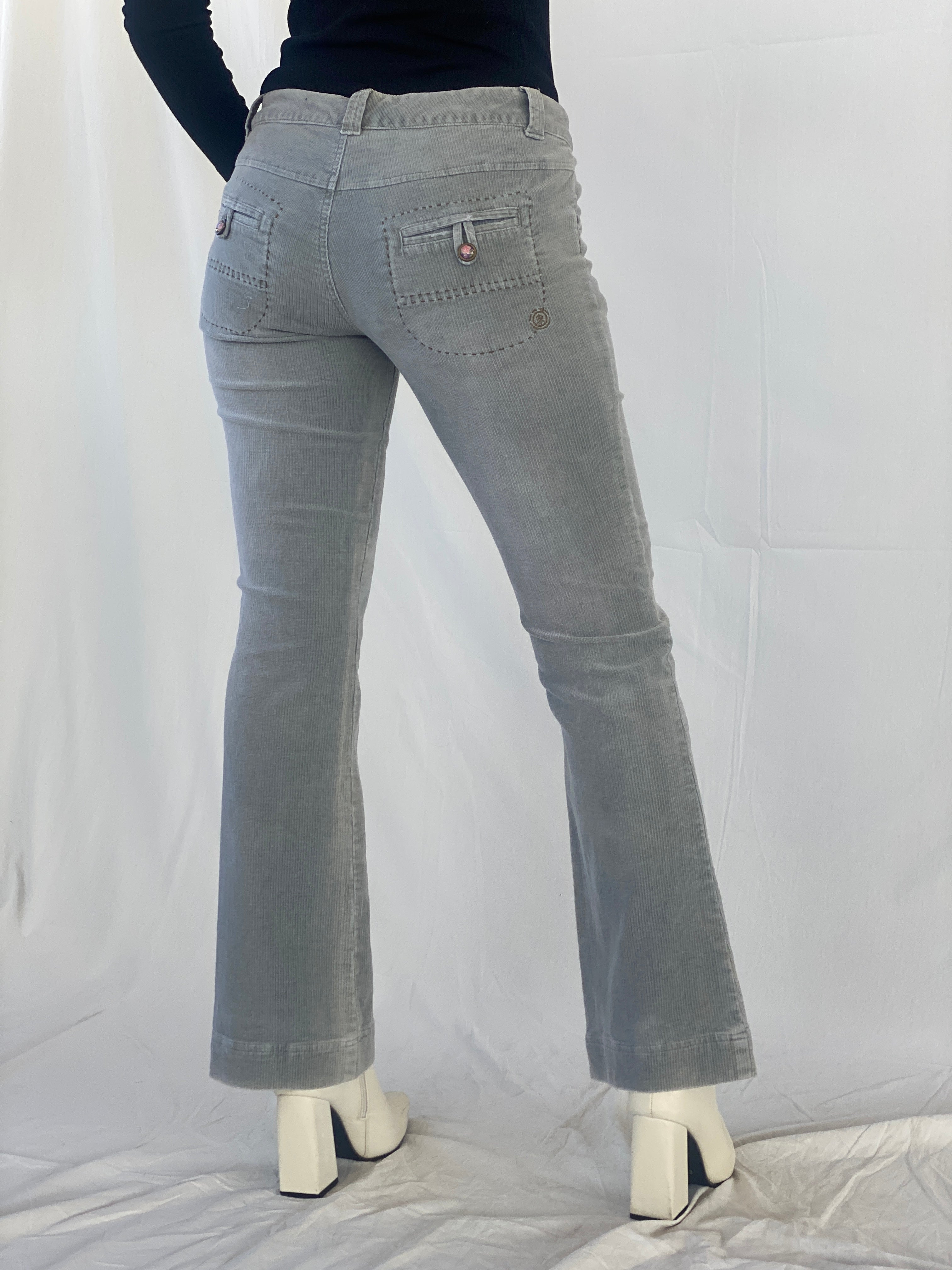 00s Element Gray Mid-Rise Women’s Corduroy Flared Pants - 40EUR