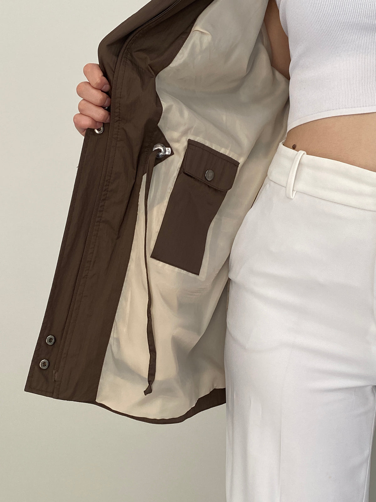 Y2K Opal Woman Chocolate Brown Lightweight Utility Trench Coat – L