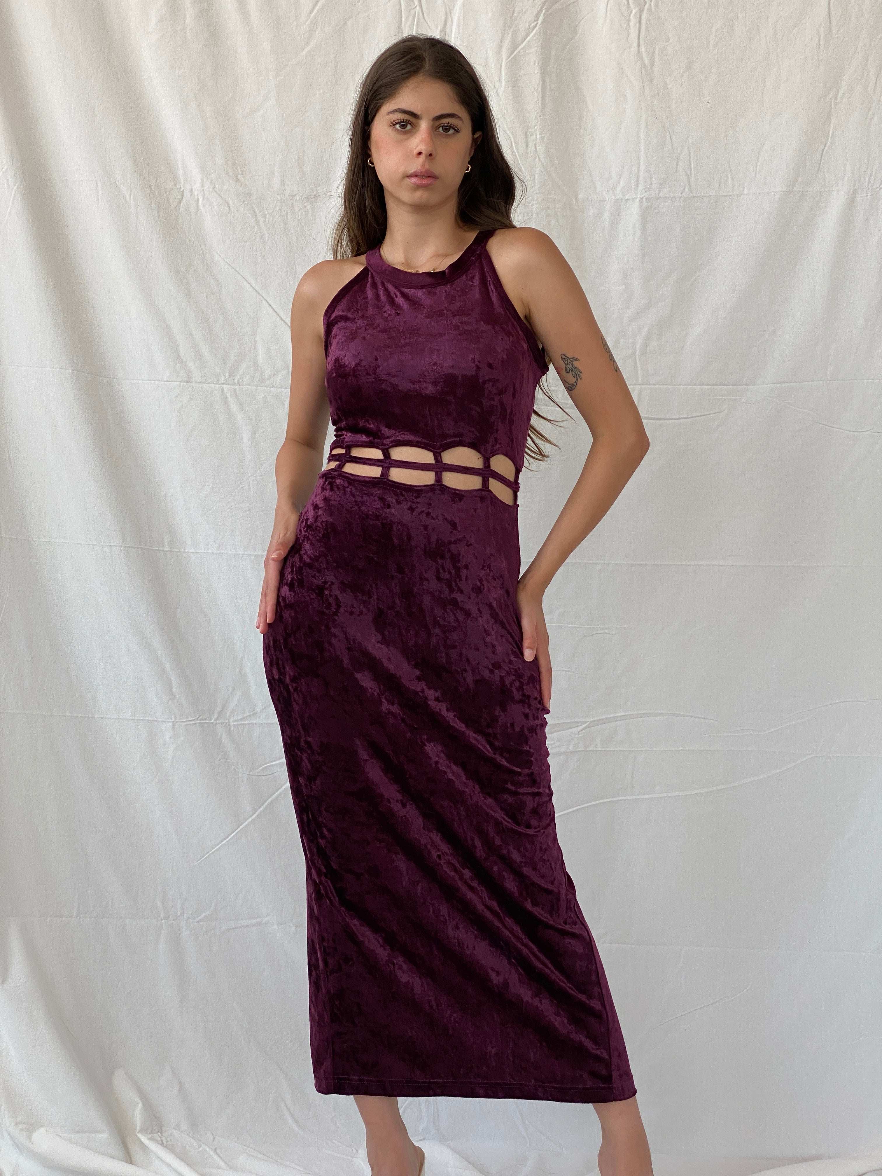 Vintage Joule Velvet Purple Maxi Sleeveless Party Dress - M