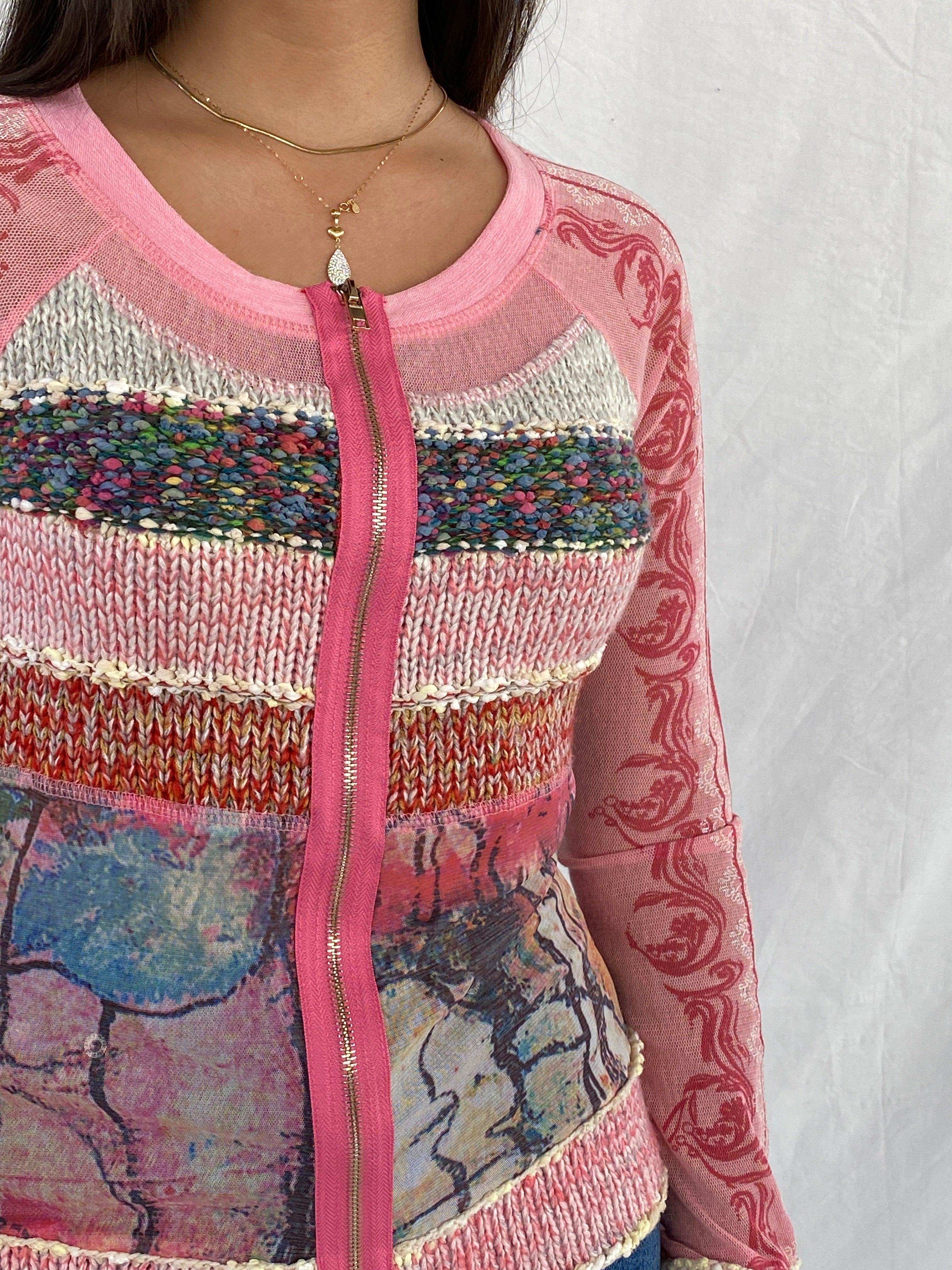 Statement Vintage Printed Mesh Cardigan - Balagan Vintage Mesh Top knit, knitted cardigan, mesh, mesh top, NEW IN, Rama, sheer