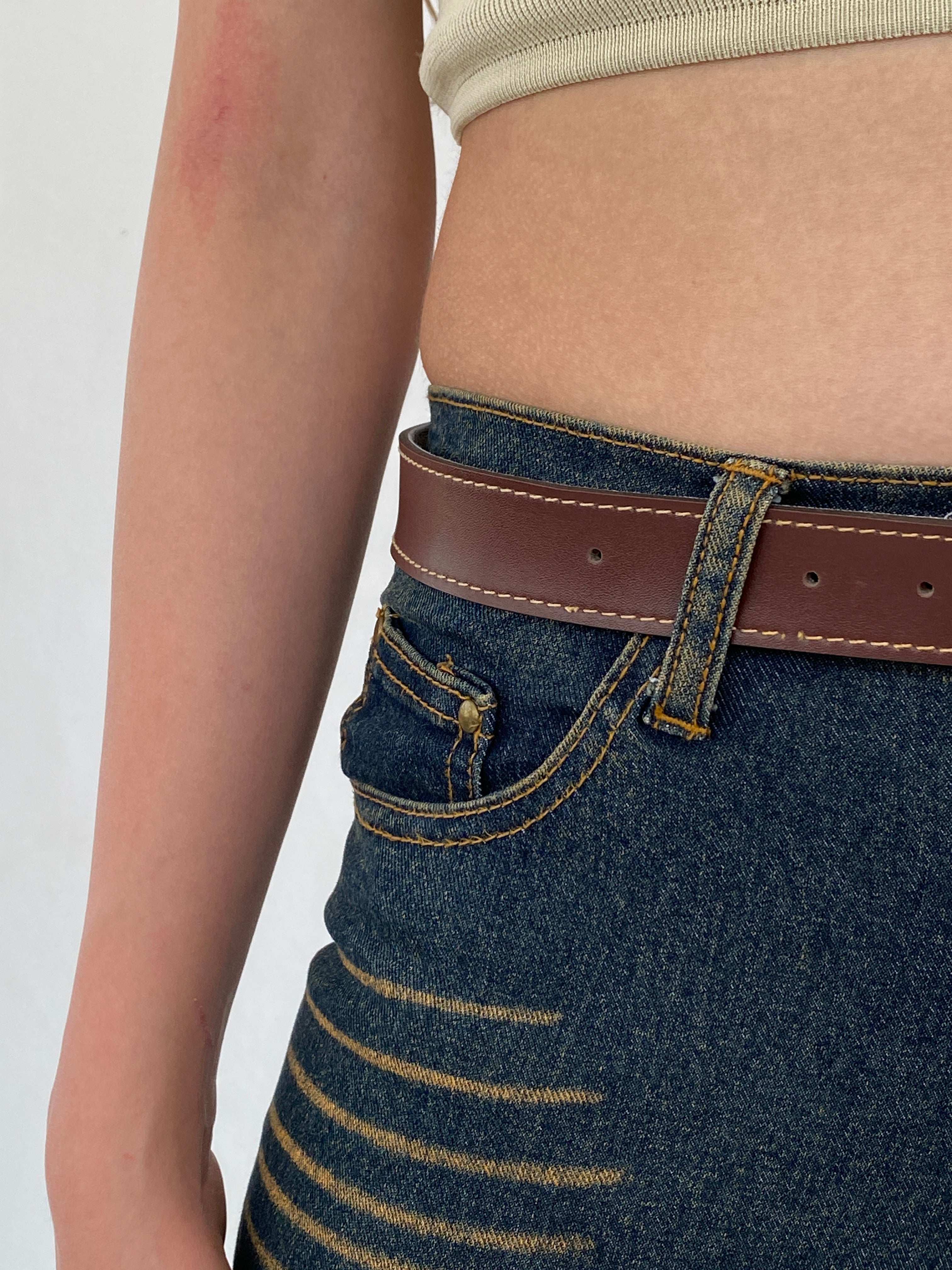 Vintage Levi’s Brown Leather Belt With Century Canada Buckle - Balagan Vintage Belt 90s, belt, levis, Mira, NEW IN