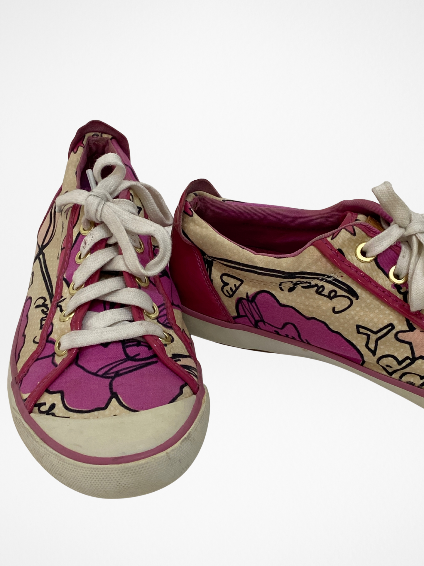 Vintage Coach Pink Floral Canvas Sneakers - 39EU
