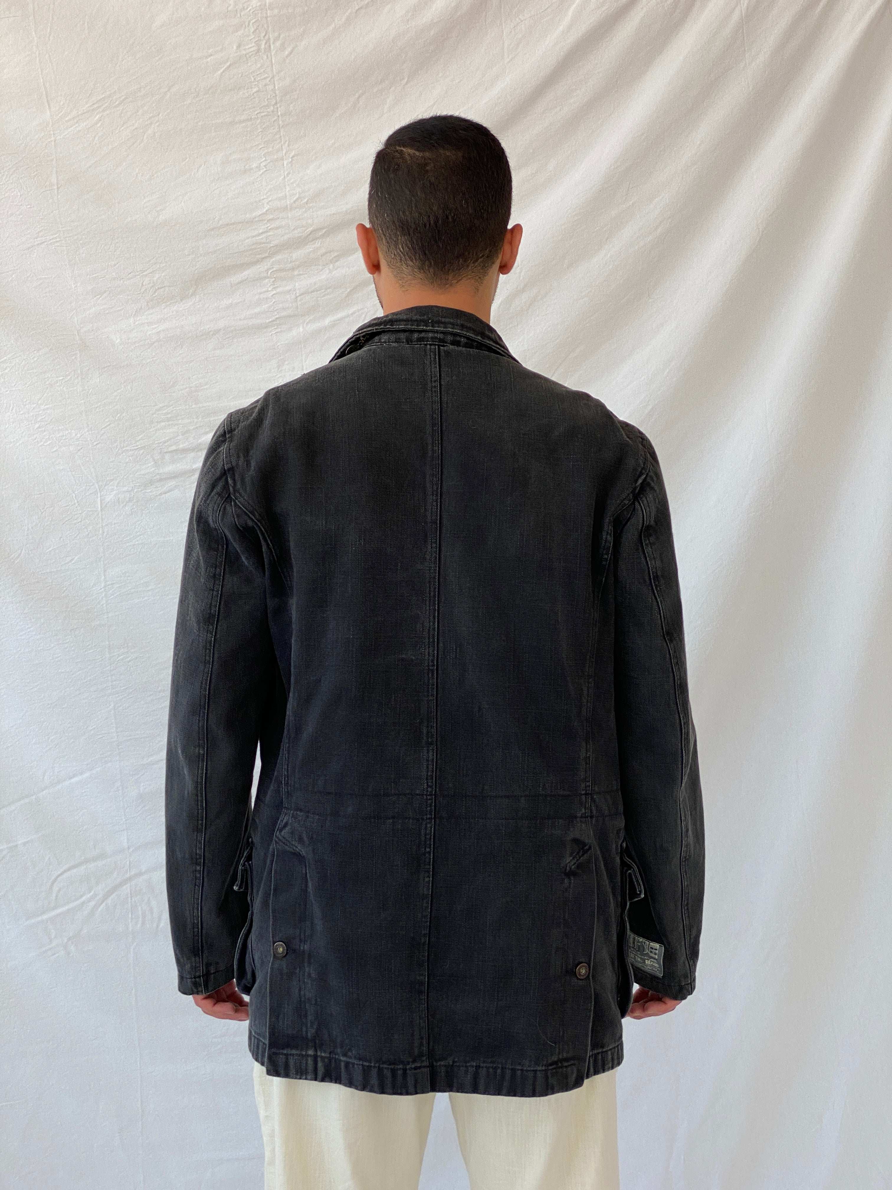 Diesel Black Denim Heavy Long Jacket - XXL