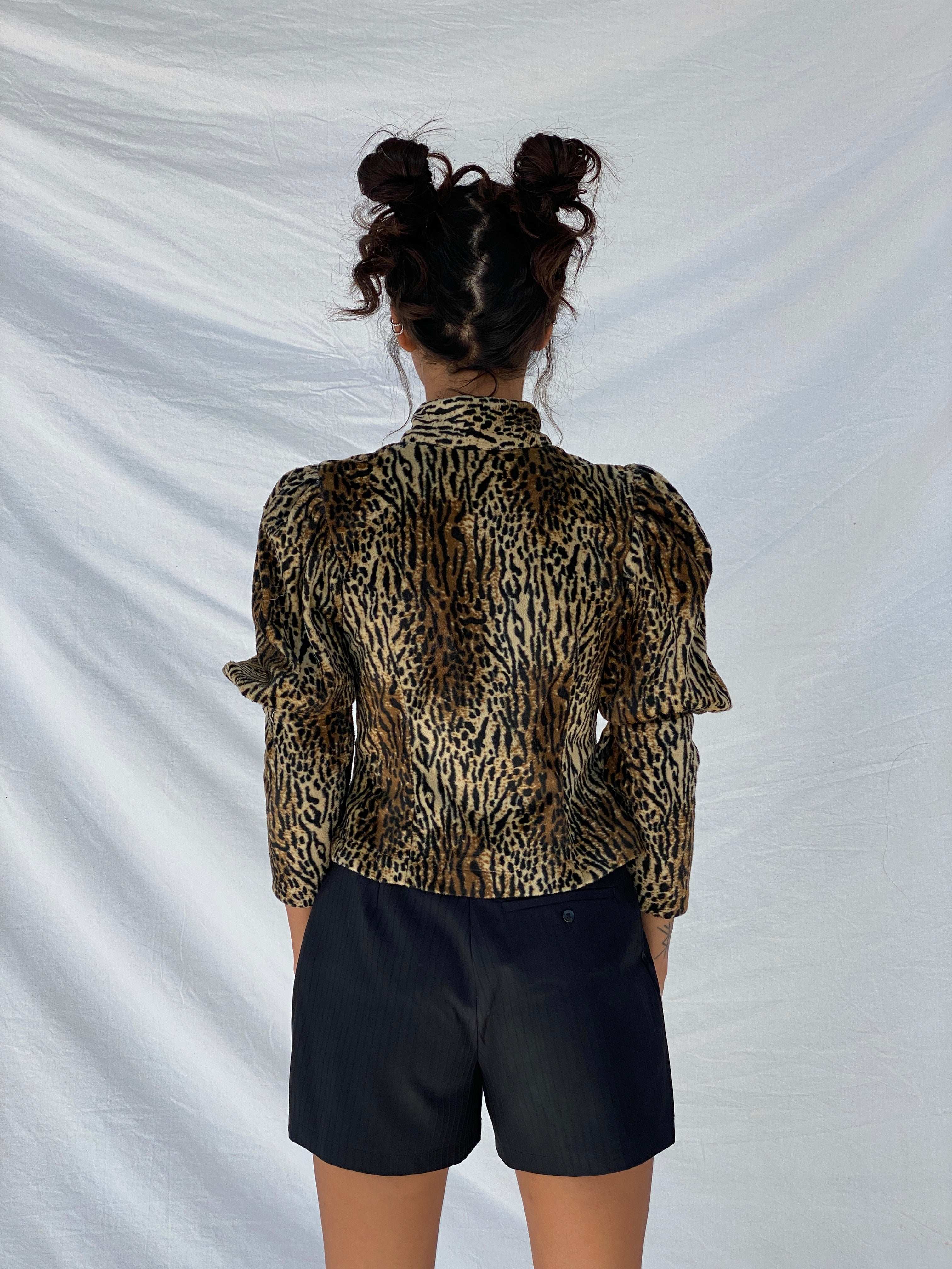 Vintage Handmade Leopard Print Top - Size XS - Balagan Vintage Full Sleeve Top 00s, 90s, full sleeve top, Tojan, winter
