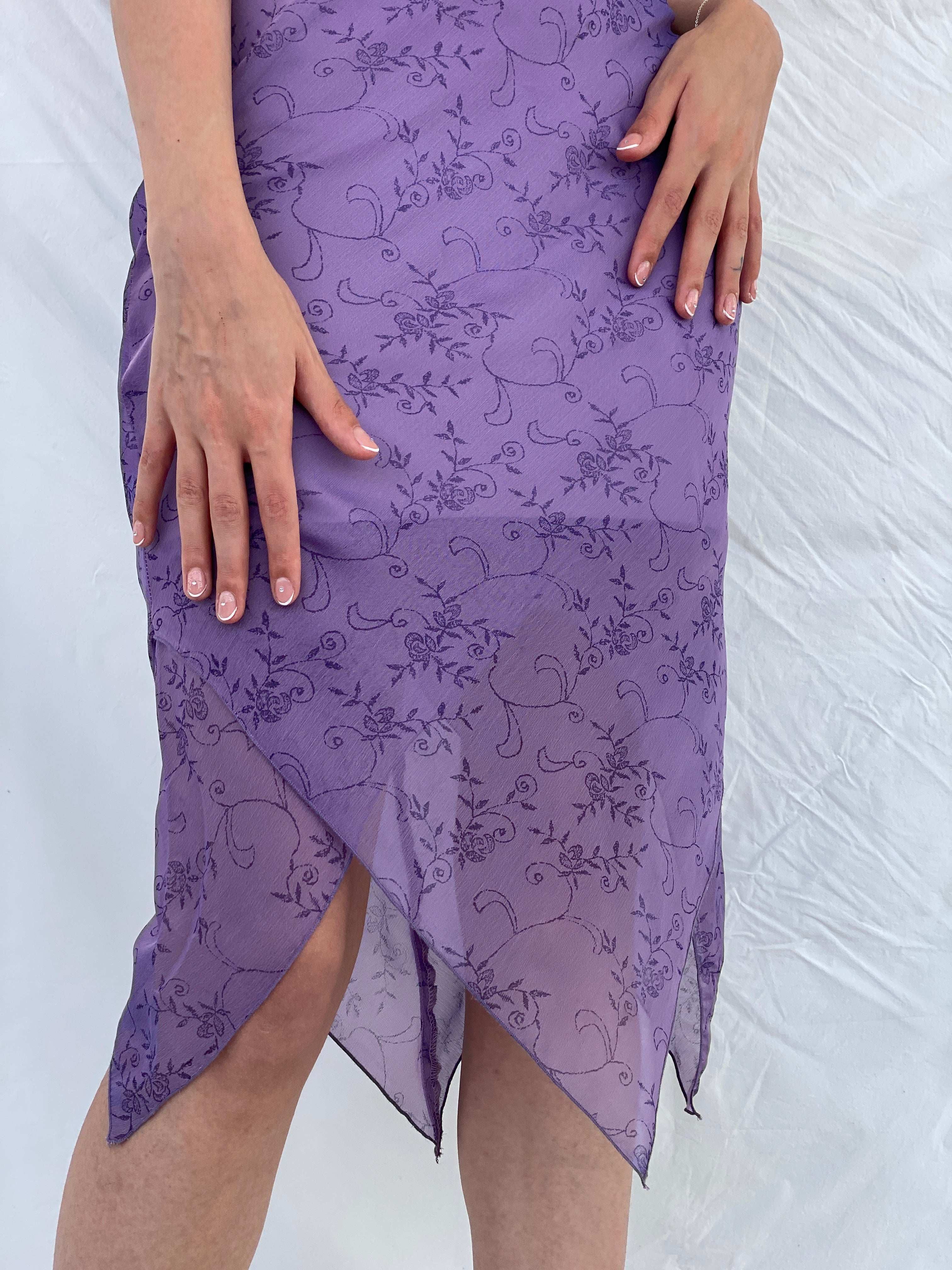 Vintage 90s Byer Too! Lilac Floral Midi Dress - S/M - Balagan Vintage Midi Dress 00s, 90s, midi dress, Mira, NEW IN, Wedding Guest