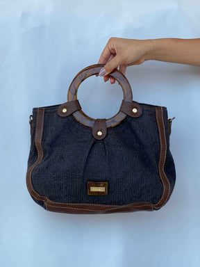 Beautiful Y2K Relic Wooden Handle Handbag - Balagan Vintage