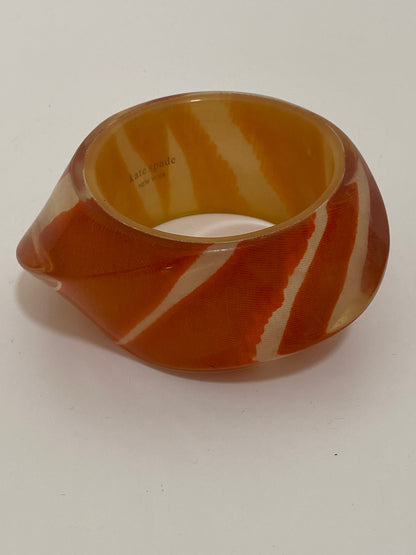Vintage Kate Spade Chunky Resin Bangle Bracelet Orange and Cream Swirl Statement Cuff