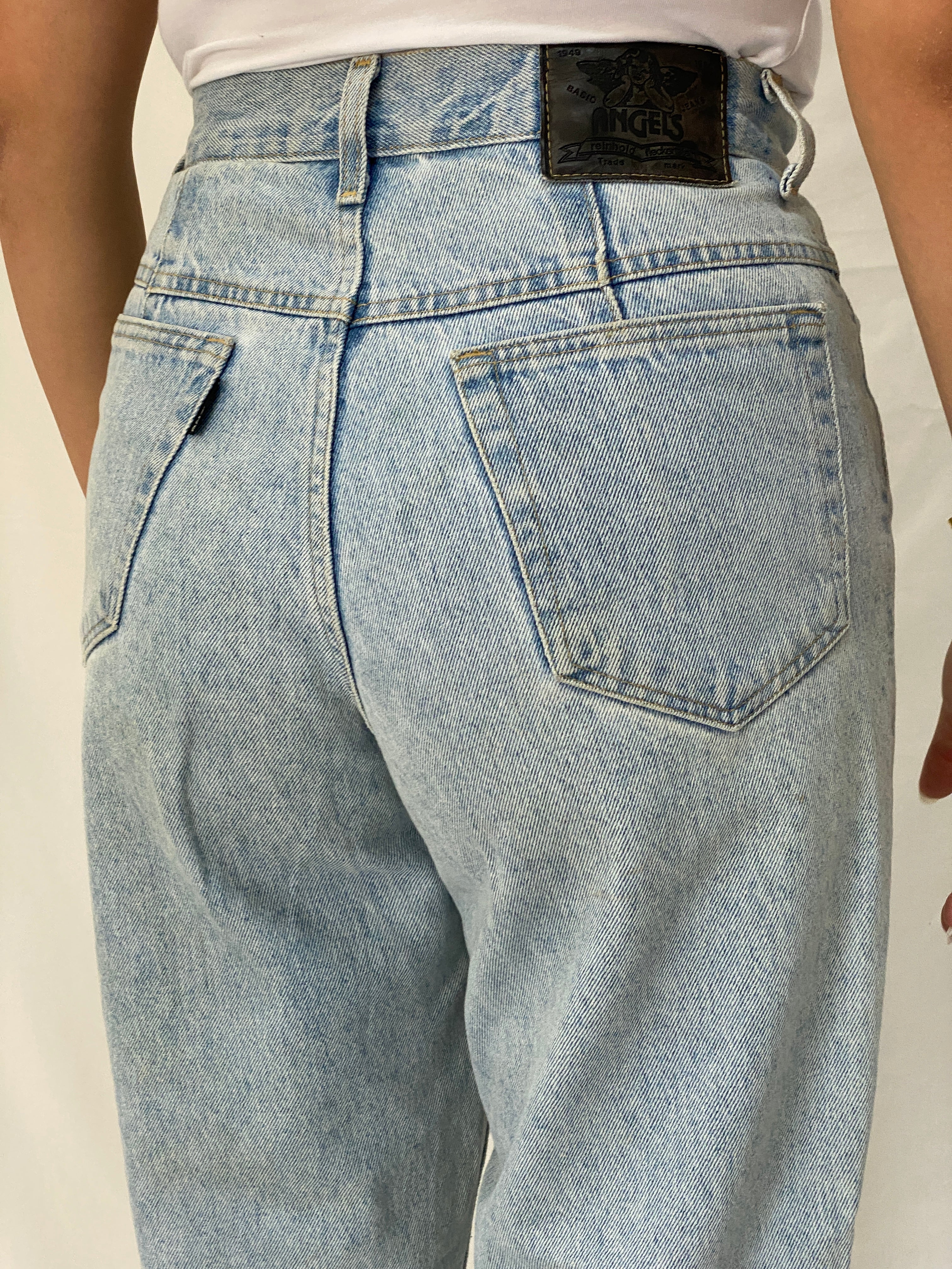 Vintage 90s Angels High-Waisted Mom Jeans Light Wash Straight Leg Denim - 38EUR