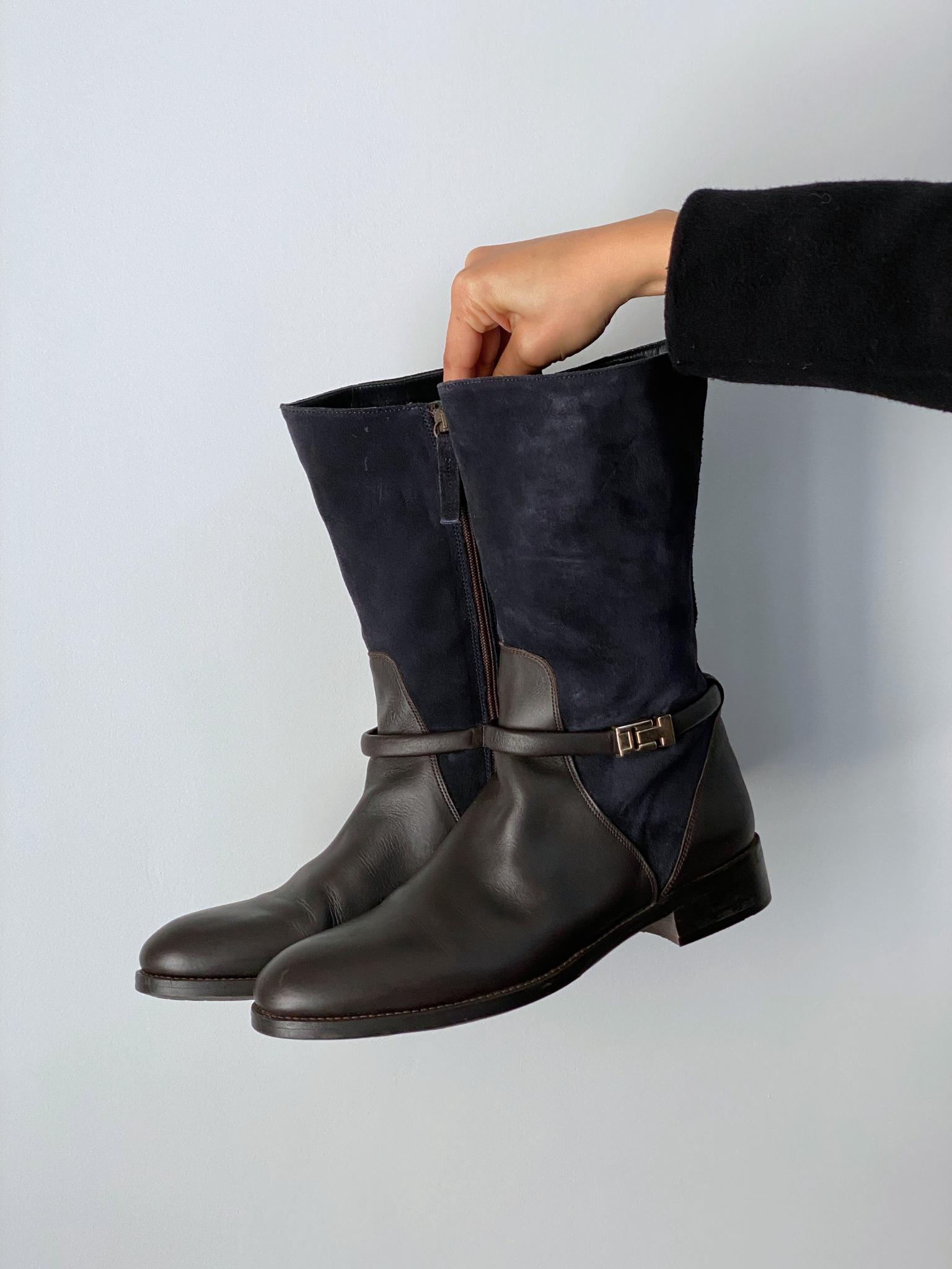 Tommy Hilfiger Hamilton Brown & Navy Leather Suede Boots – EU 41