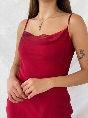 Dreamy Vintage 90s New Look Red Asymmetrical Dress - Balagan Vintage